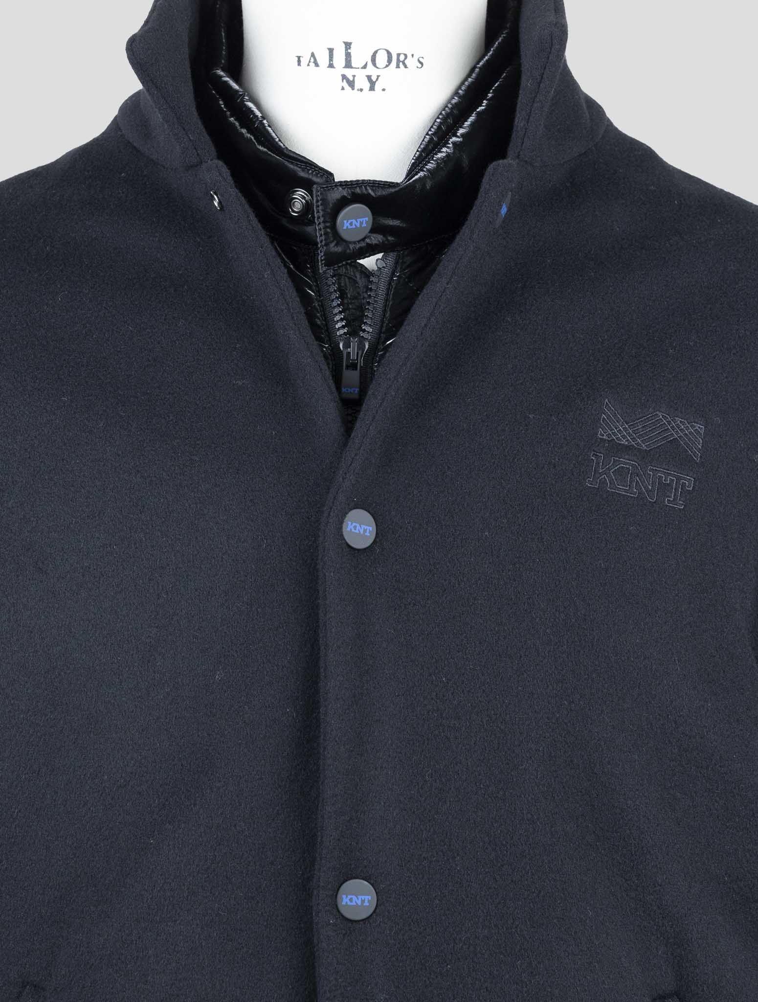 Kiton Knt Black Virgin Wool Pa Cashmere Overcoat