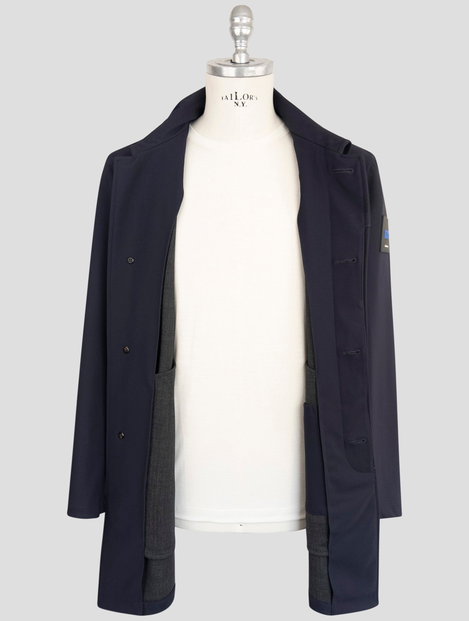 Kiton Knt Dark Blue Virgin Wool Pa Ea Overcoat