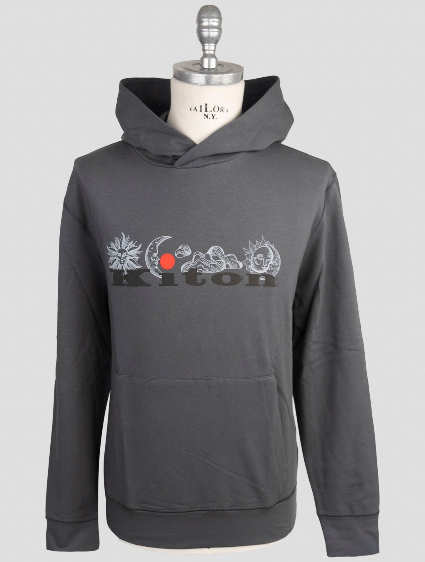 Kiton Gray Cotton Ea Sweater Hoodie