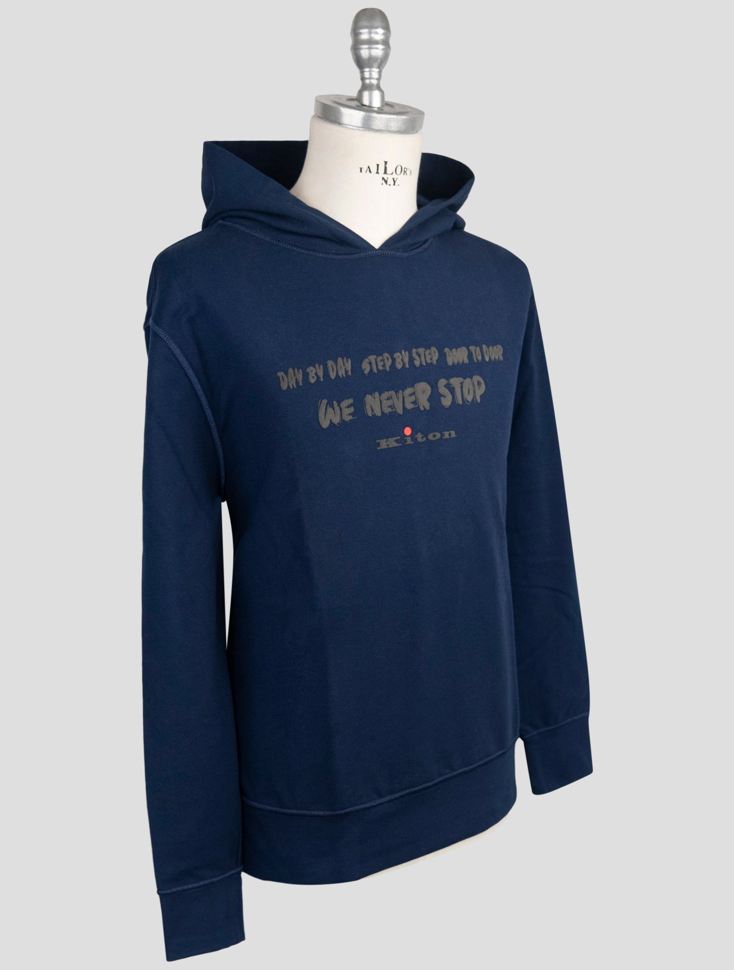 Kiton Blue Cotton Ea Sweater Hoodie