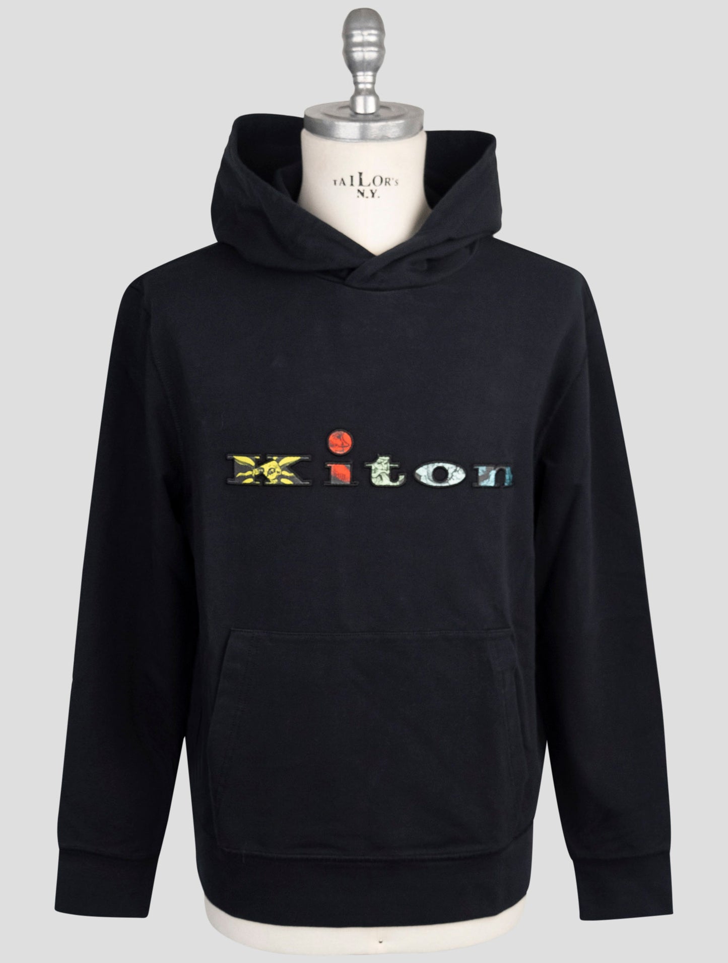 Kiton Black Cotton Ea Sweater Hoodie
