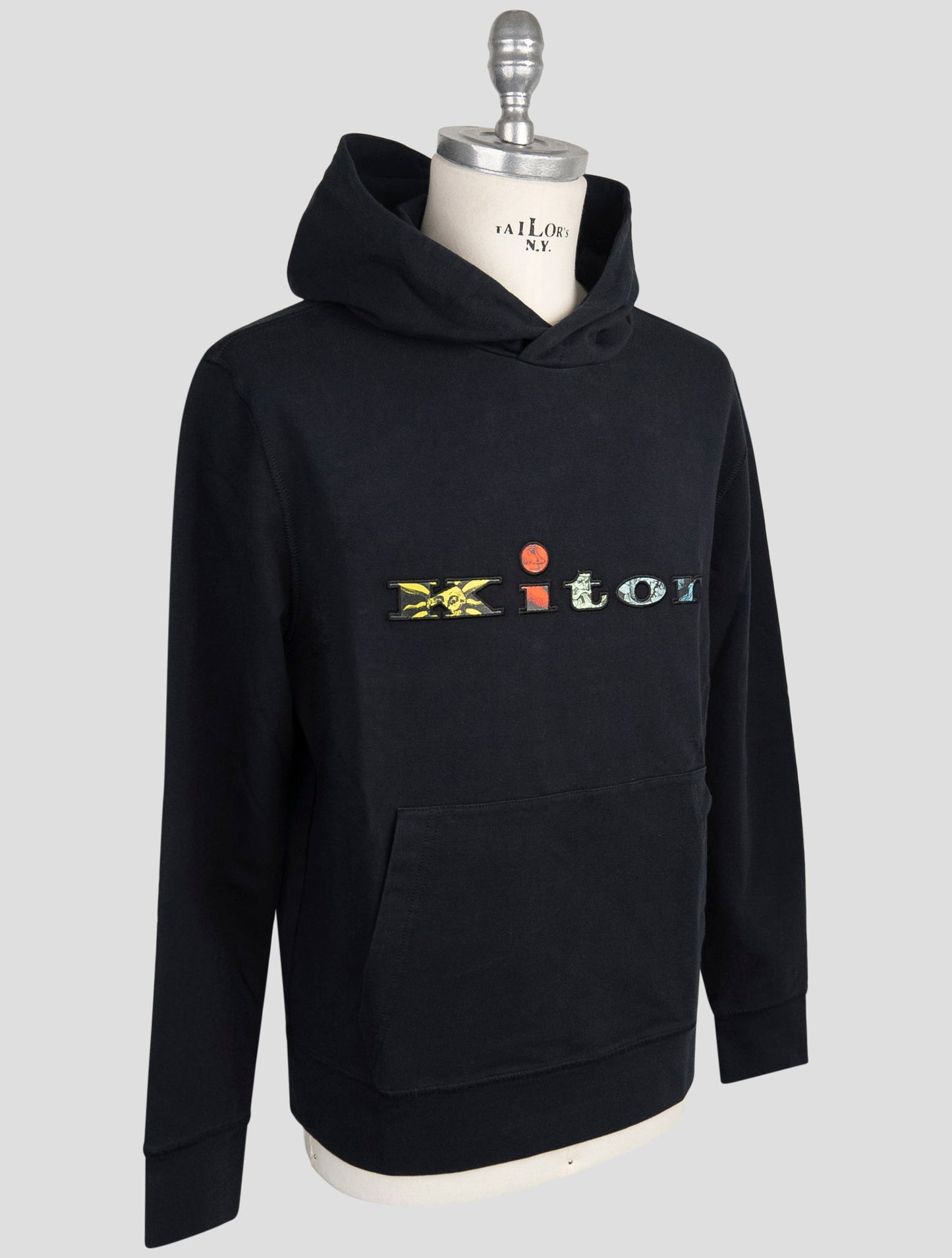 Kiton Black Cotton Ea Sweater Hoodie