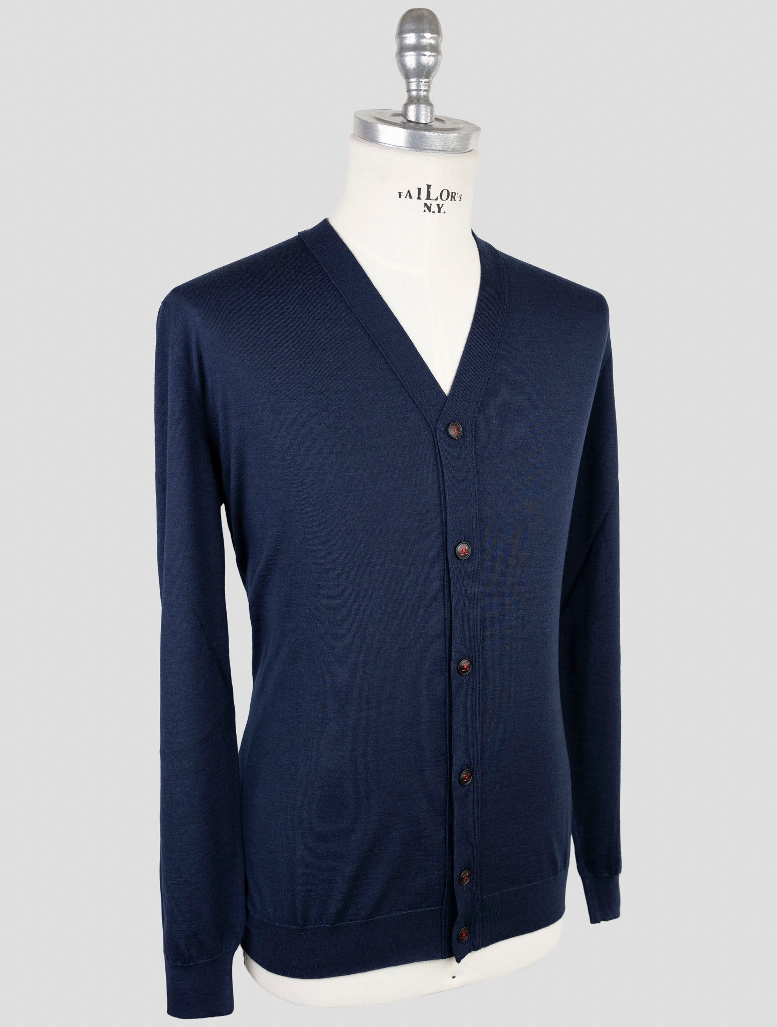 Kiton Blue Cashmere Silk Sweater Cardigan