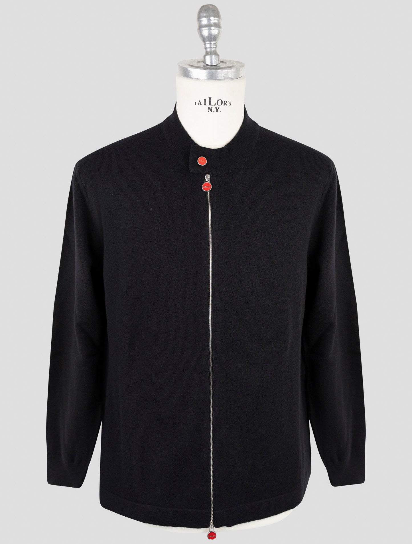 Kiton Black Wool Sweater Full Zip