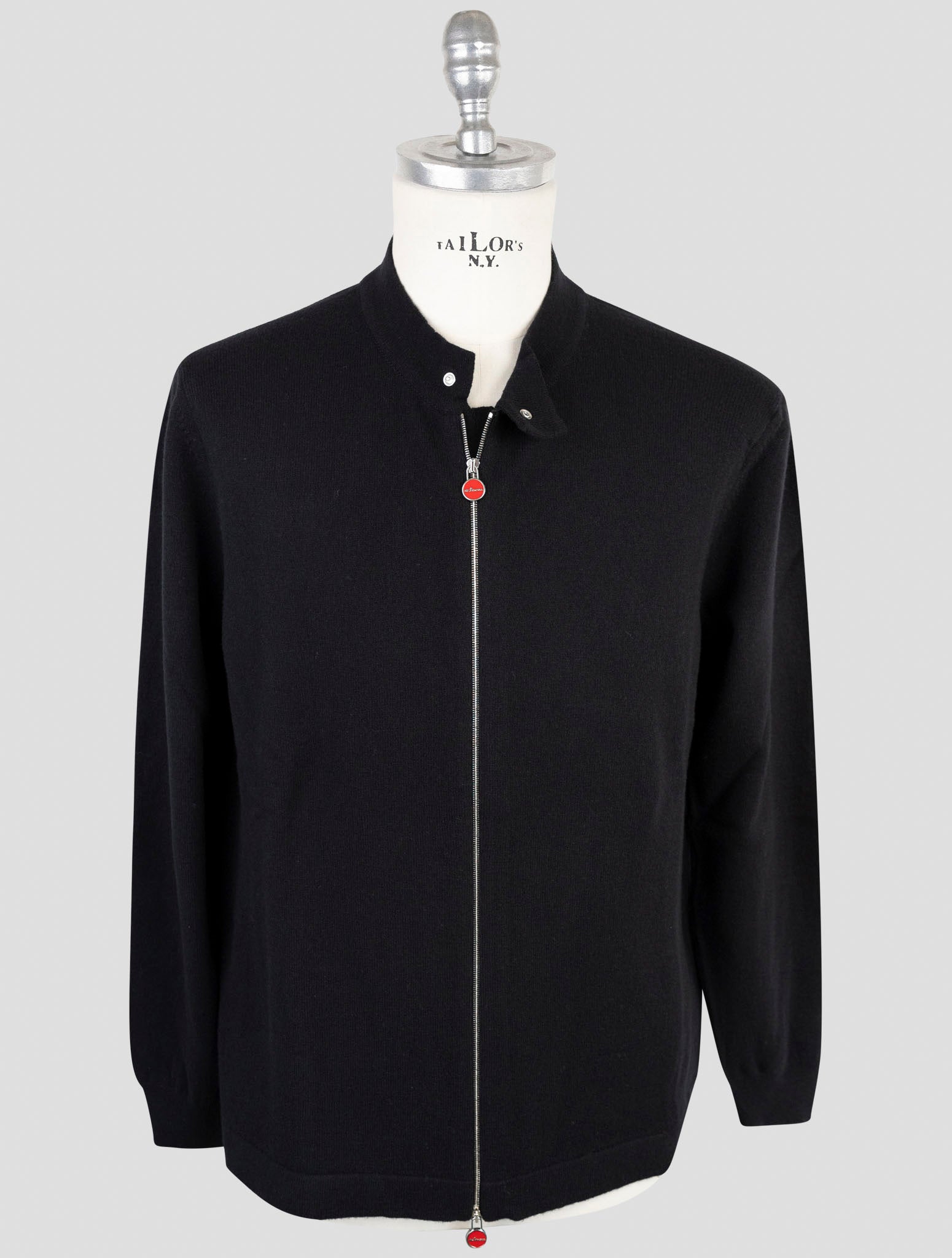 Kiton Black Wool Sweater Full Zip