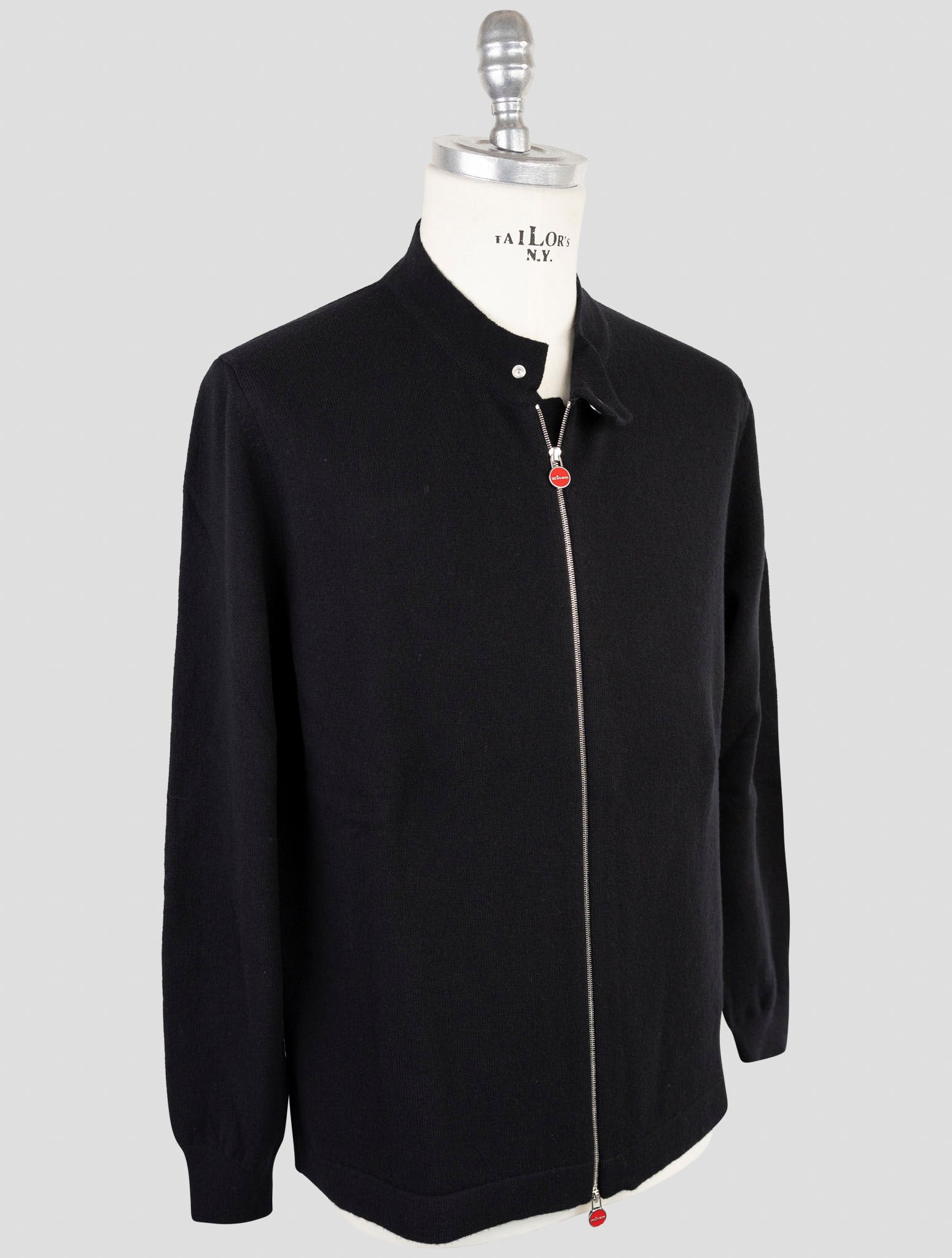 Kiton Black Wool Sweater Full Zip