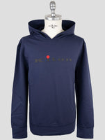 Kiton Blue Cotton Ea Sweater Hoodie