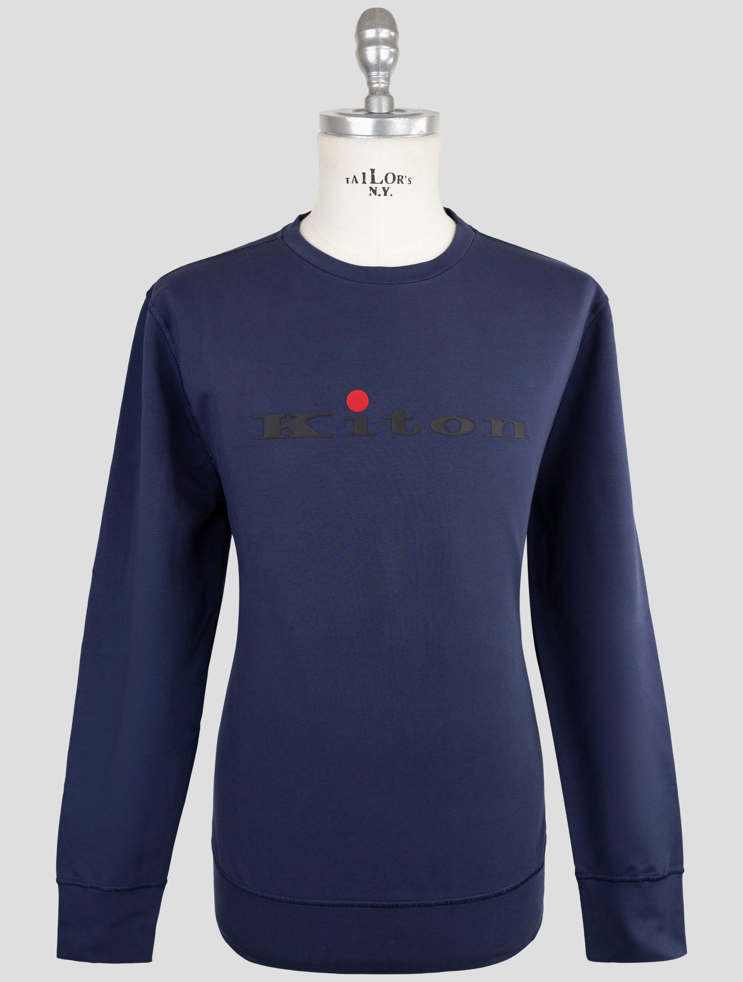 Kiton Blue Cotton Ea Sweater Crewneck