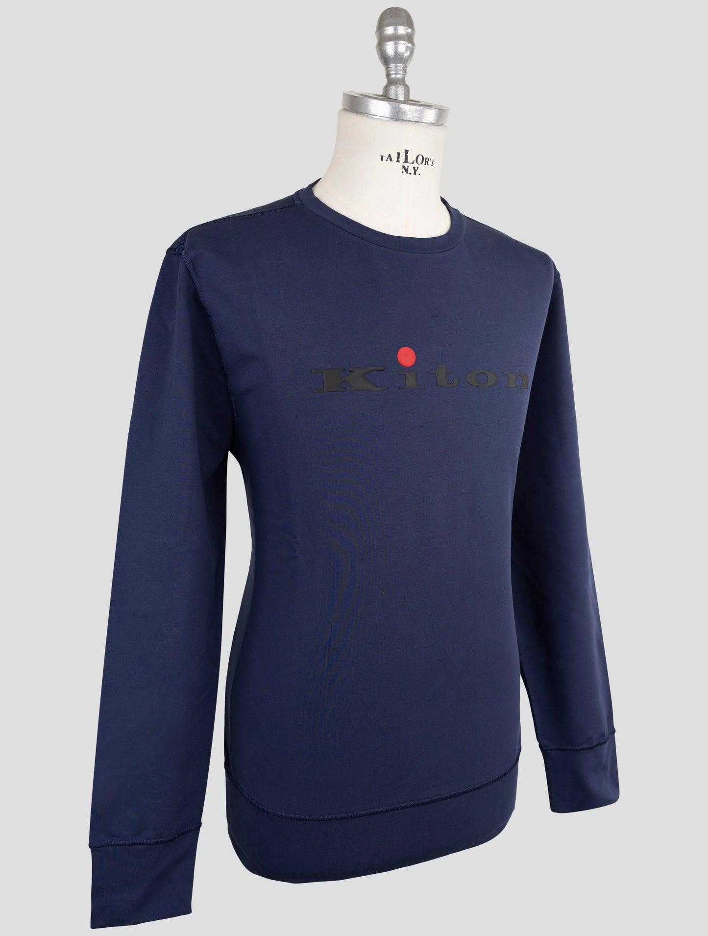 Kiton Blue Cotton Ea Sweater Crewneck