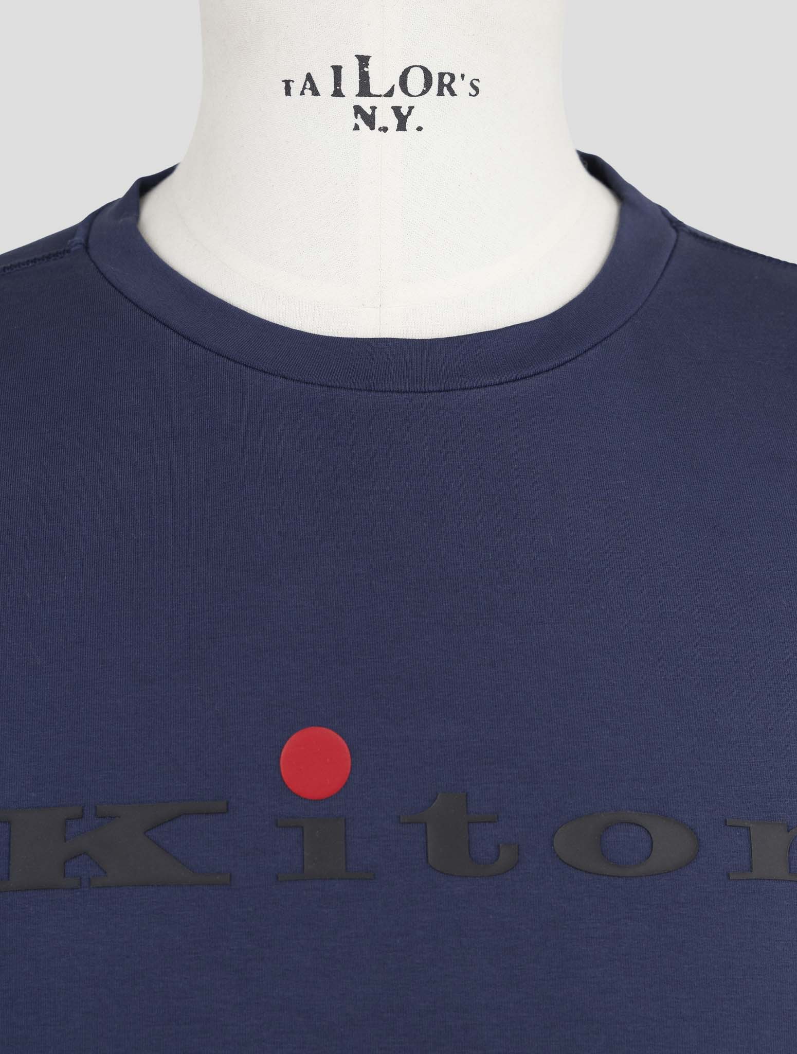 Kiton Blue Cotton Ea Sweater Crewneck