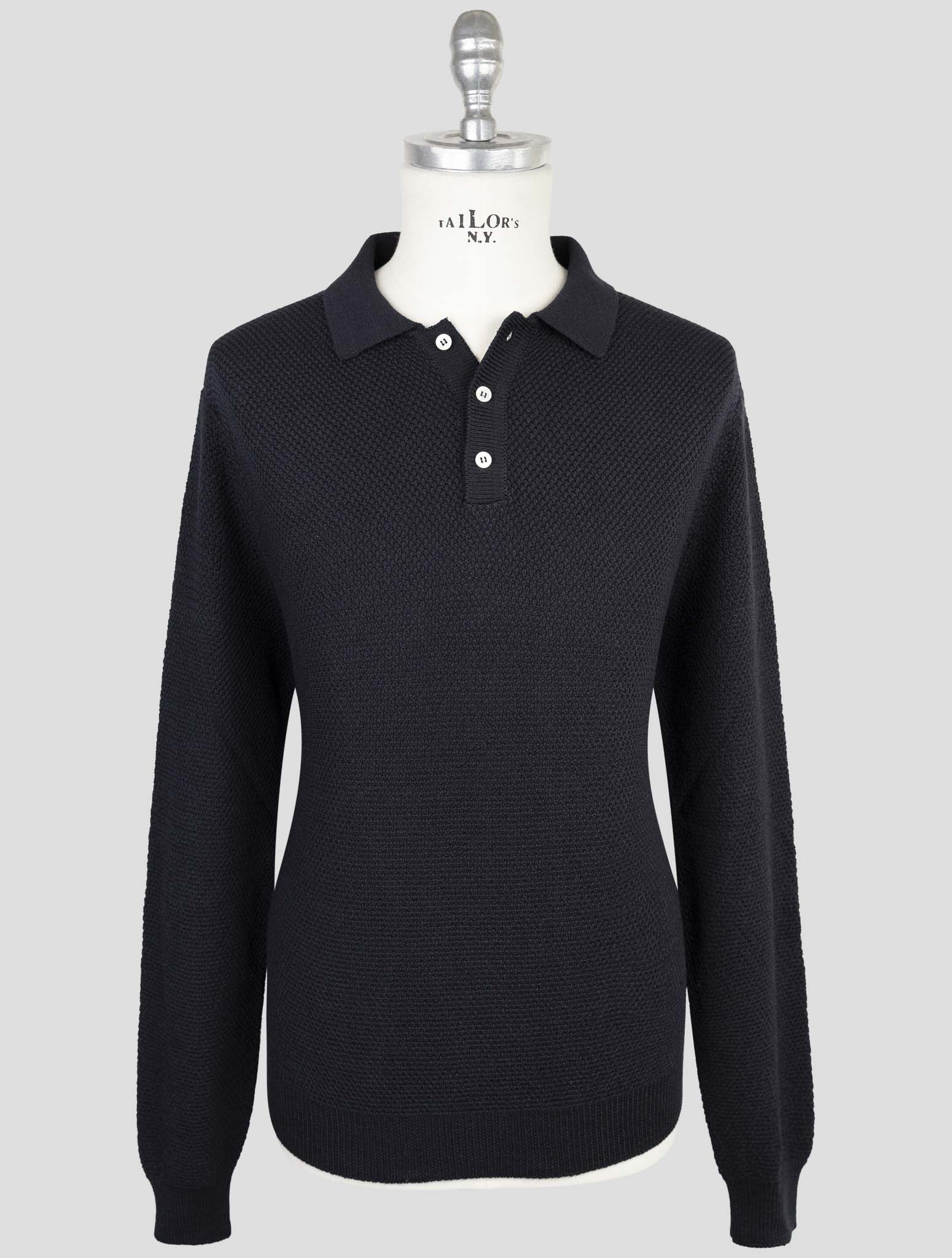 Kiton Blue Silk Cotton Sweater Polo