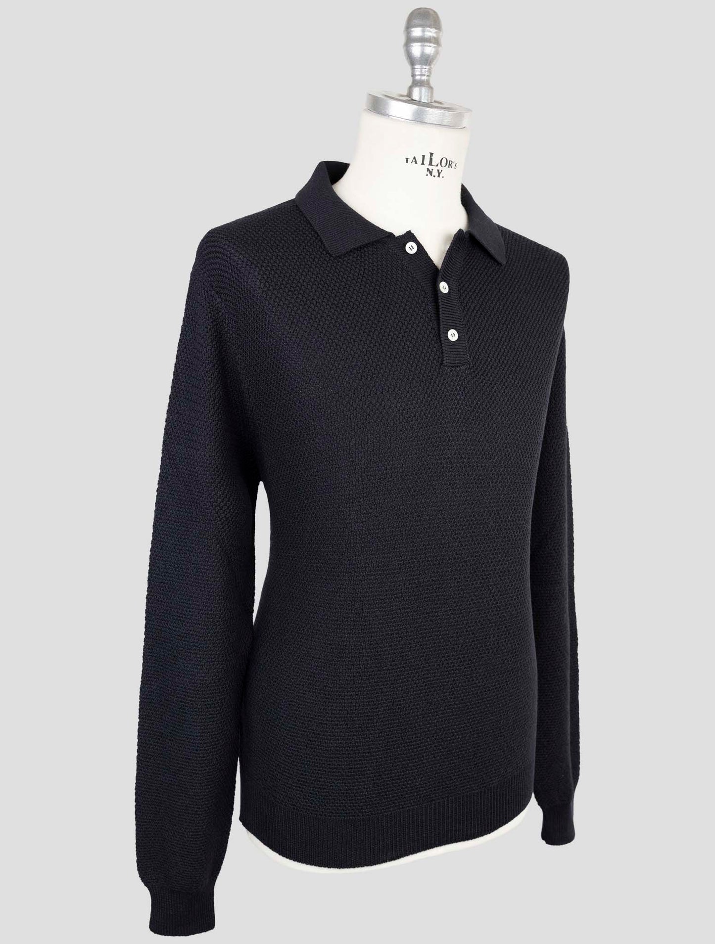 Kiton Blue Silk Cotton Sweater Polo