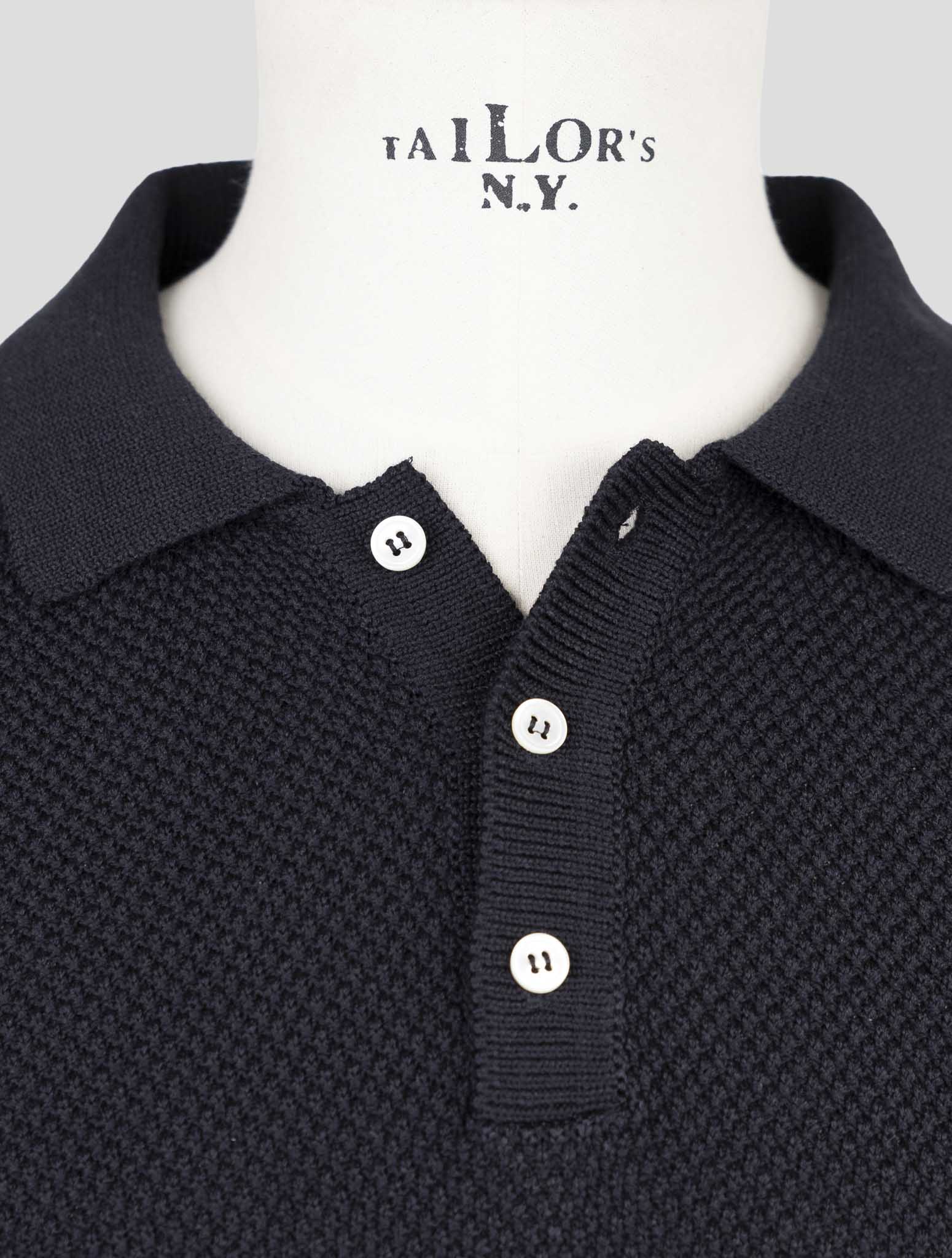 Kiton Blue Silk Cotton Sweater Polo