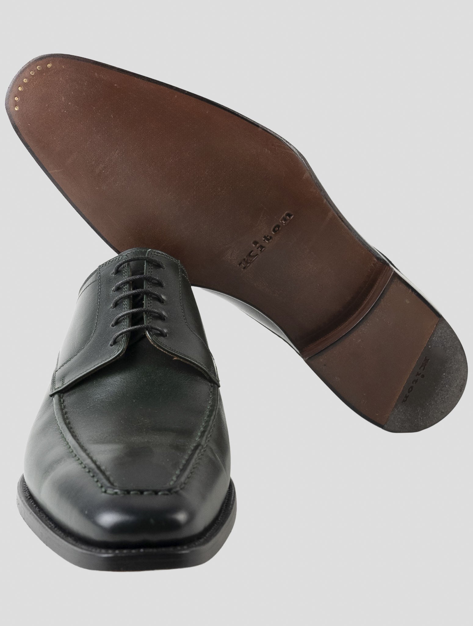 Kiton Green Leather Dress Shoes