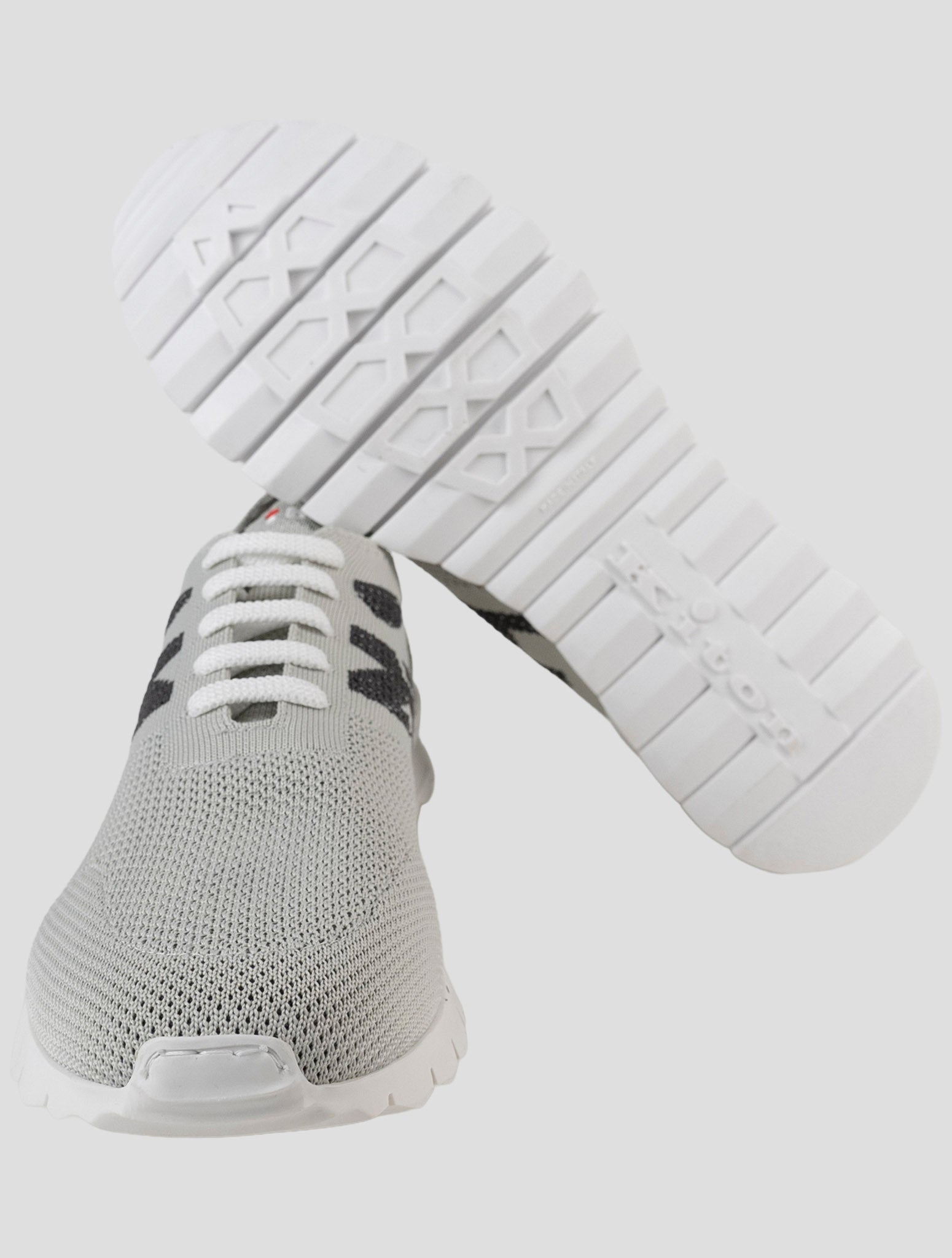Kiton Gray Cotton Ea Sneakers