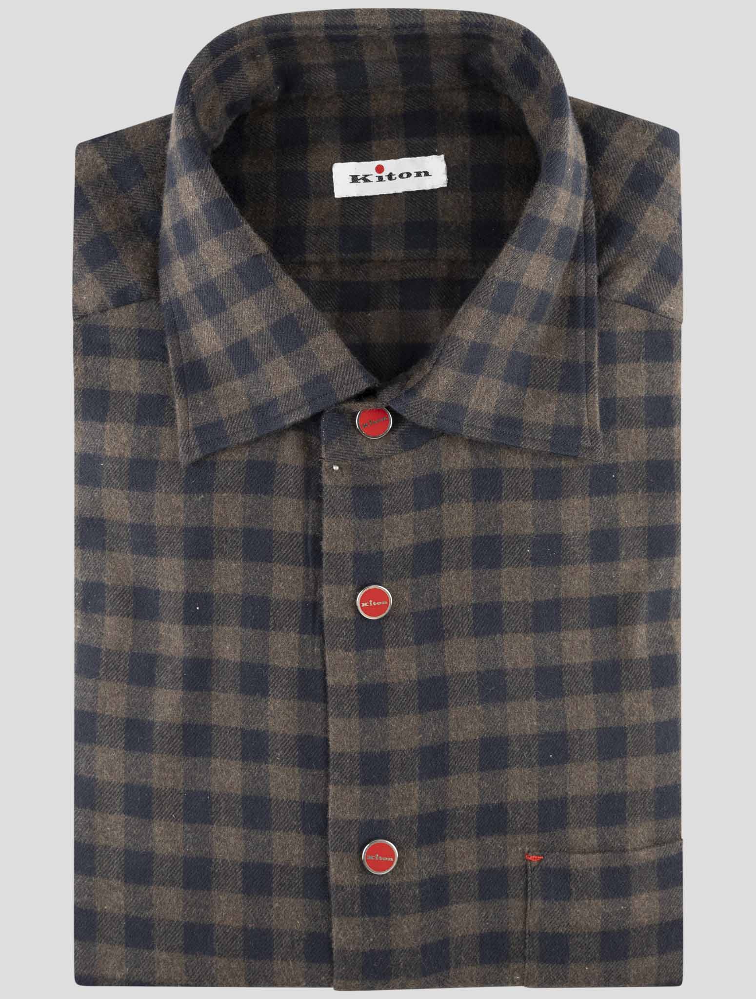 Kiton Green Blue Cotton Shirt