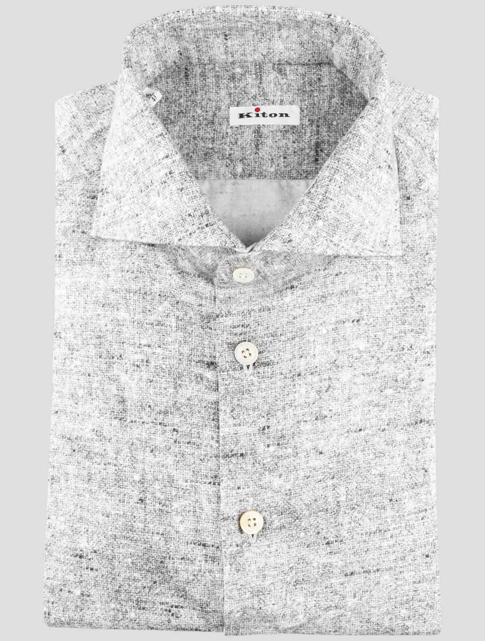 Kiton Green White Cotton Shirt