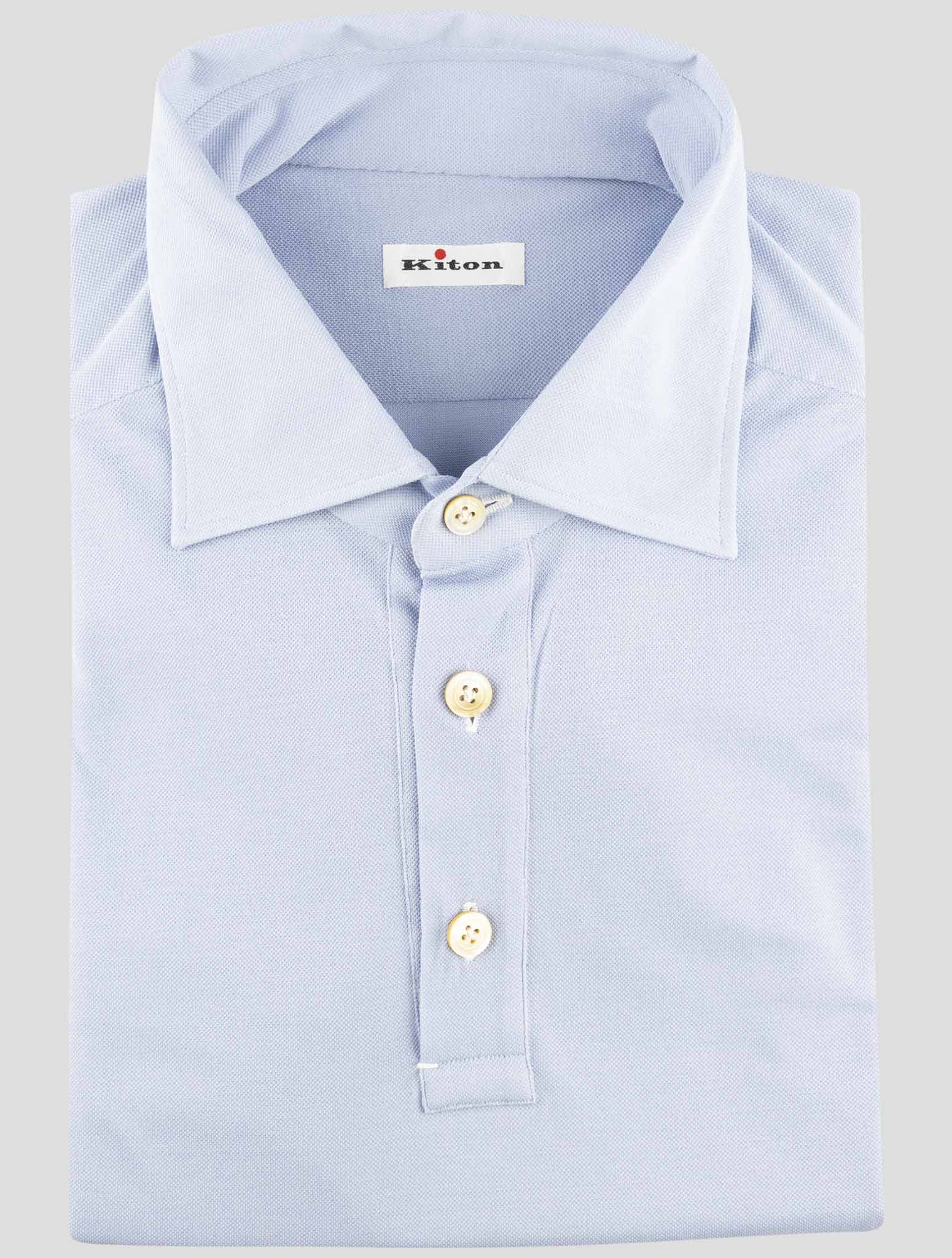 Kiton Light Blue Cotton Sweater Polo