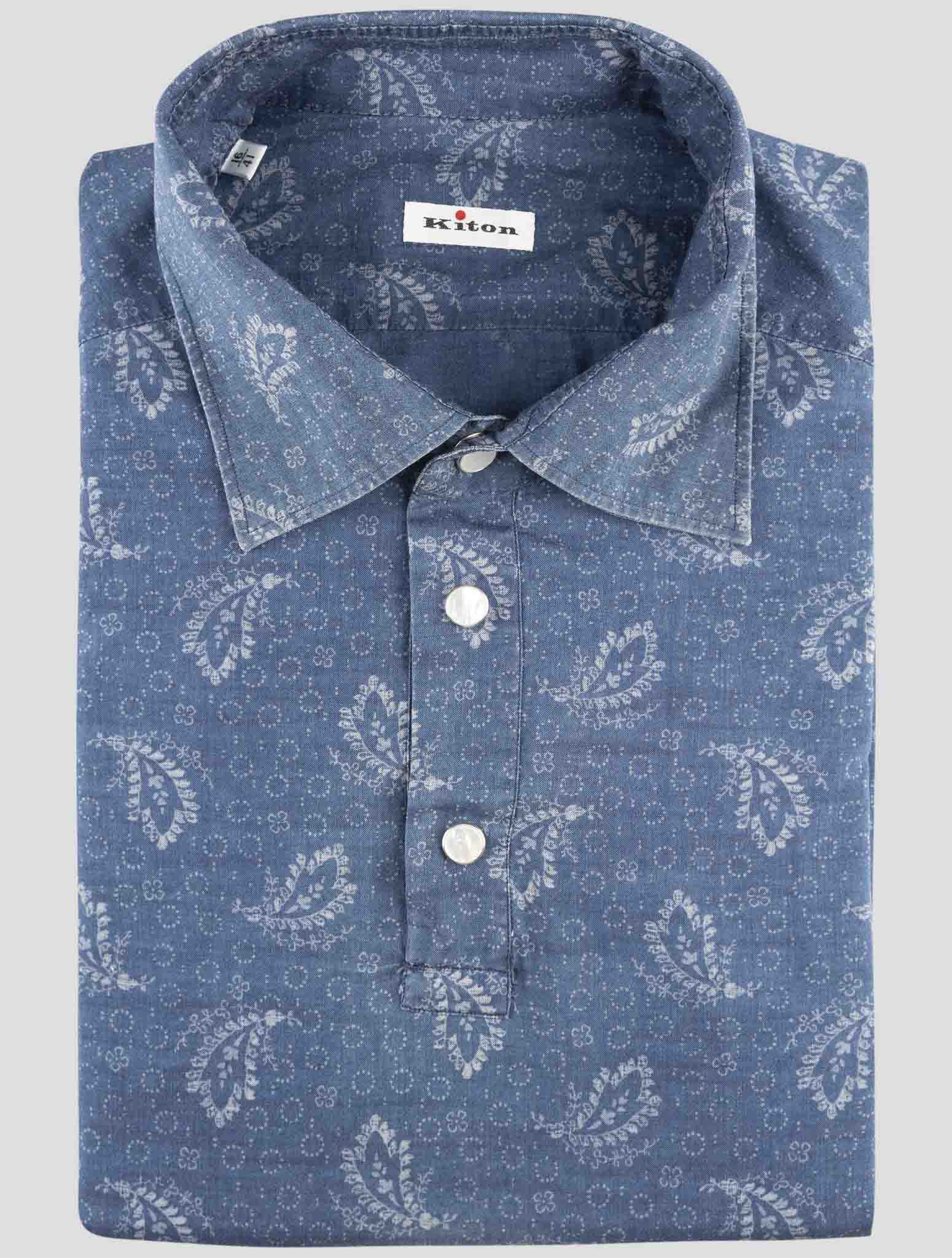 Kiton Blue Cotton Sweater Polo