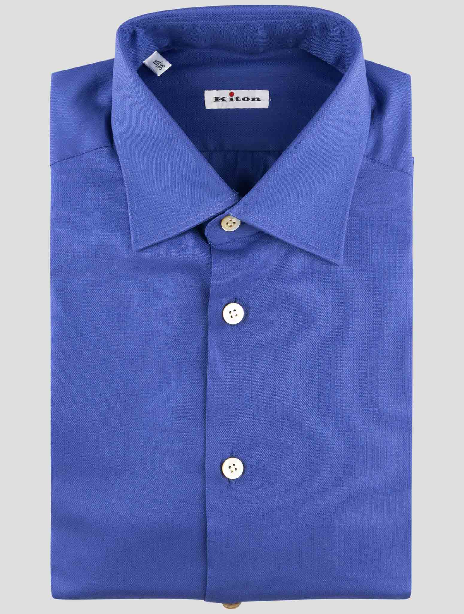 Kiton Blue Cotton Shirt