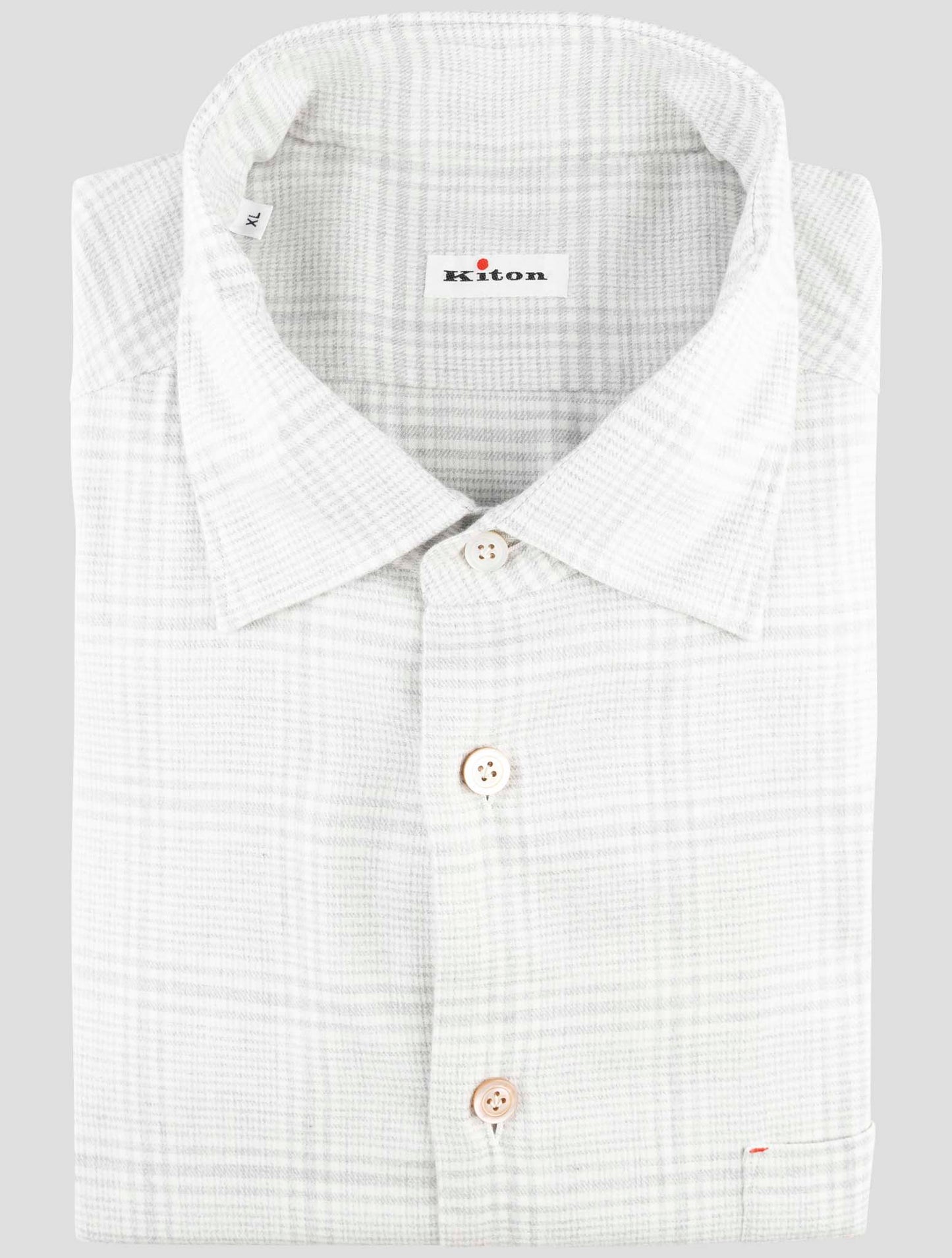 Kiton Light Gray White Lyocel Cotton Shirt
