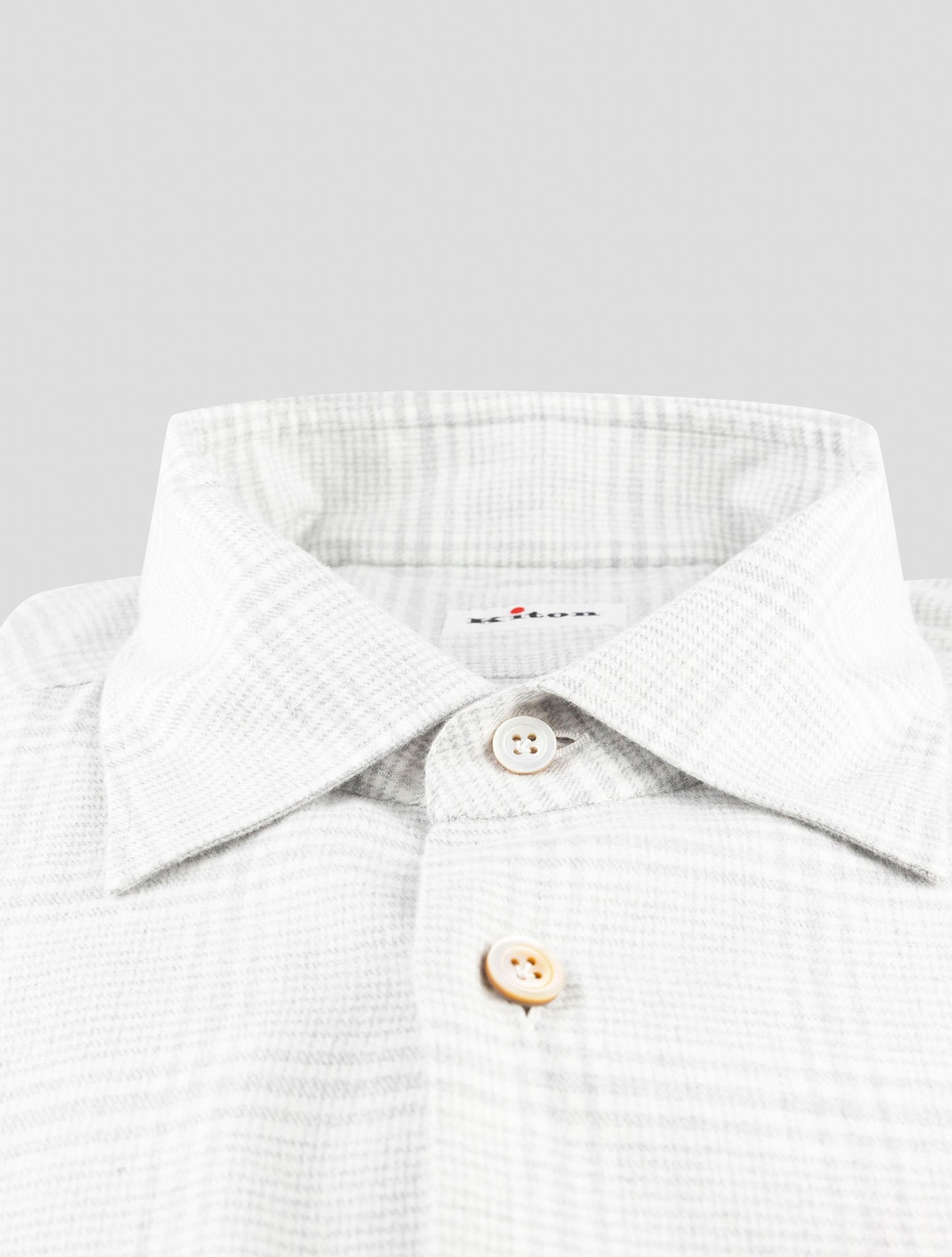 Kiton Light Gray White Lyocel Cotton Shirt