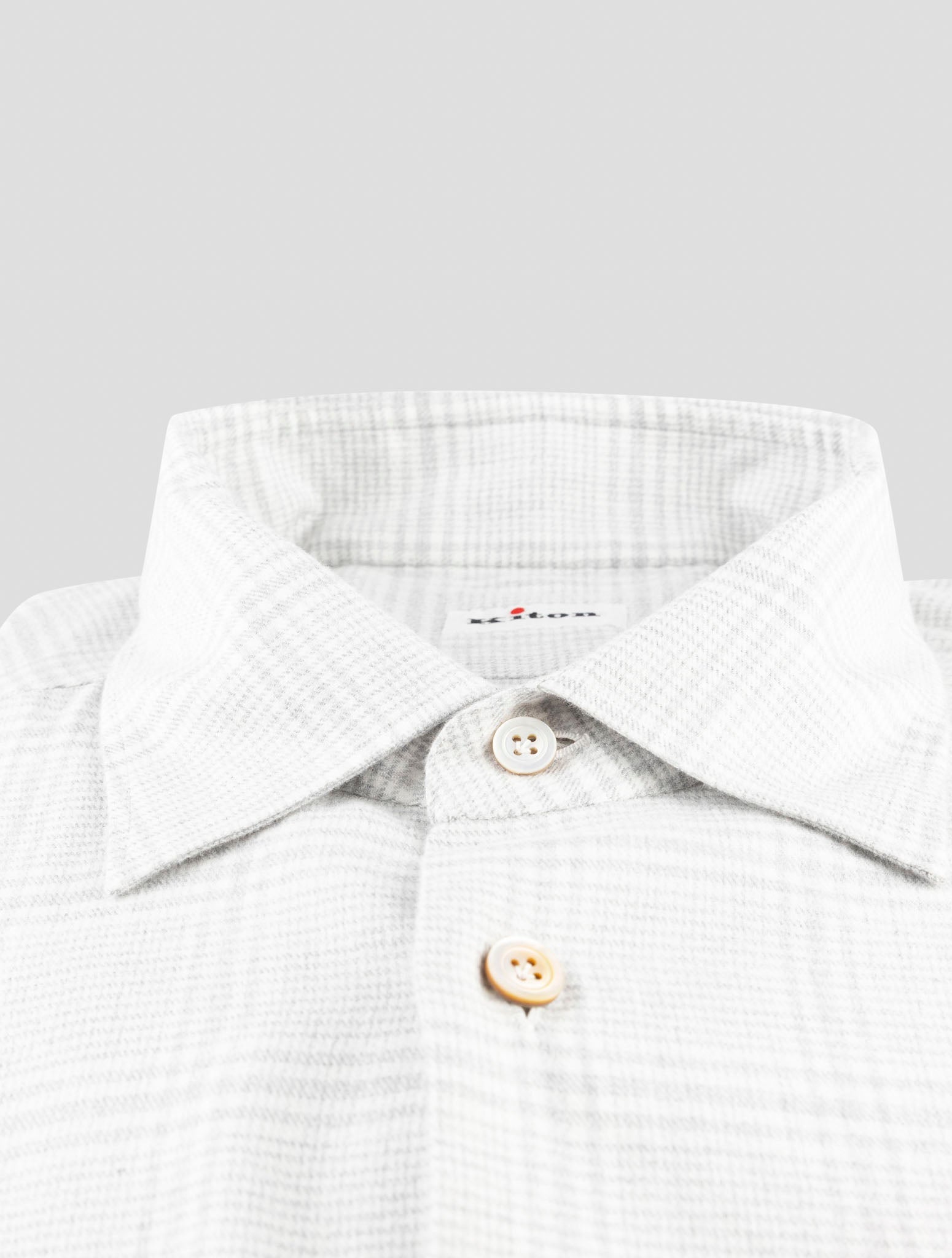 Kiton Light Gray White Lyocel Cotton Shirt