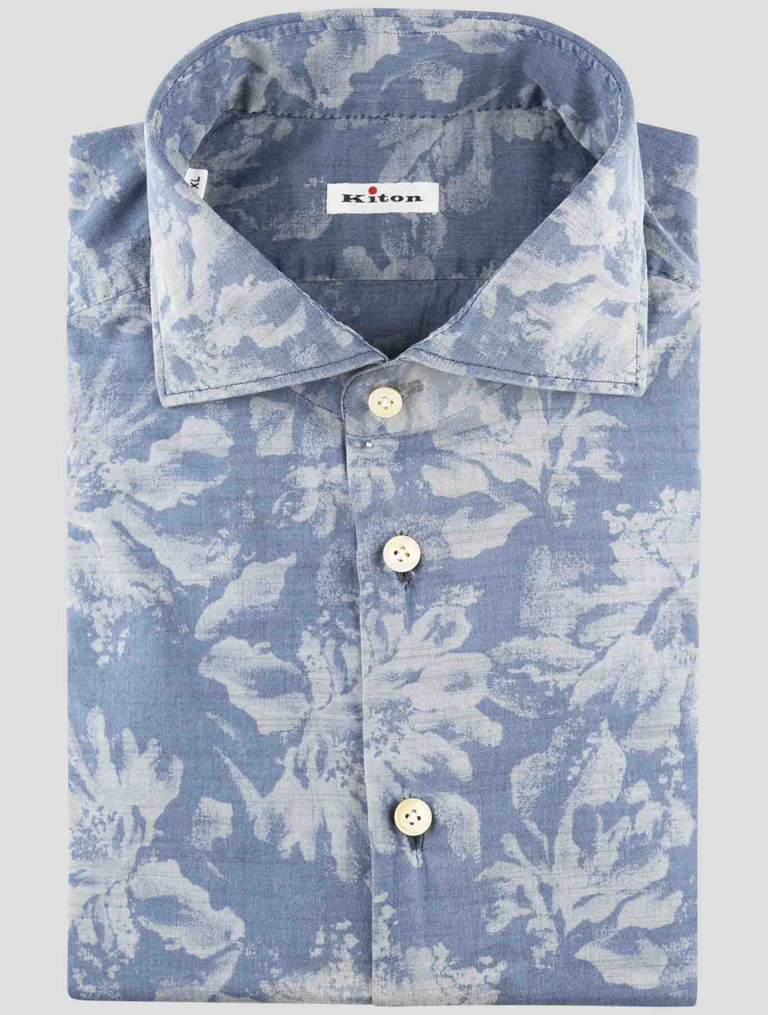 Kiton Blue Cotton Shirt
