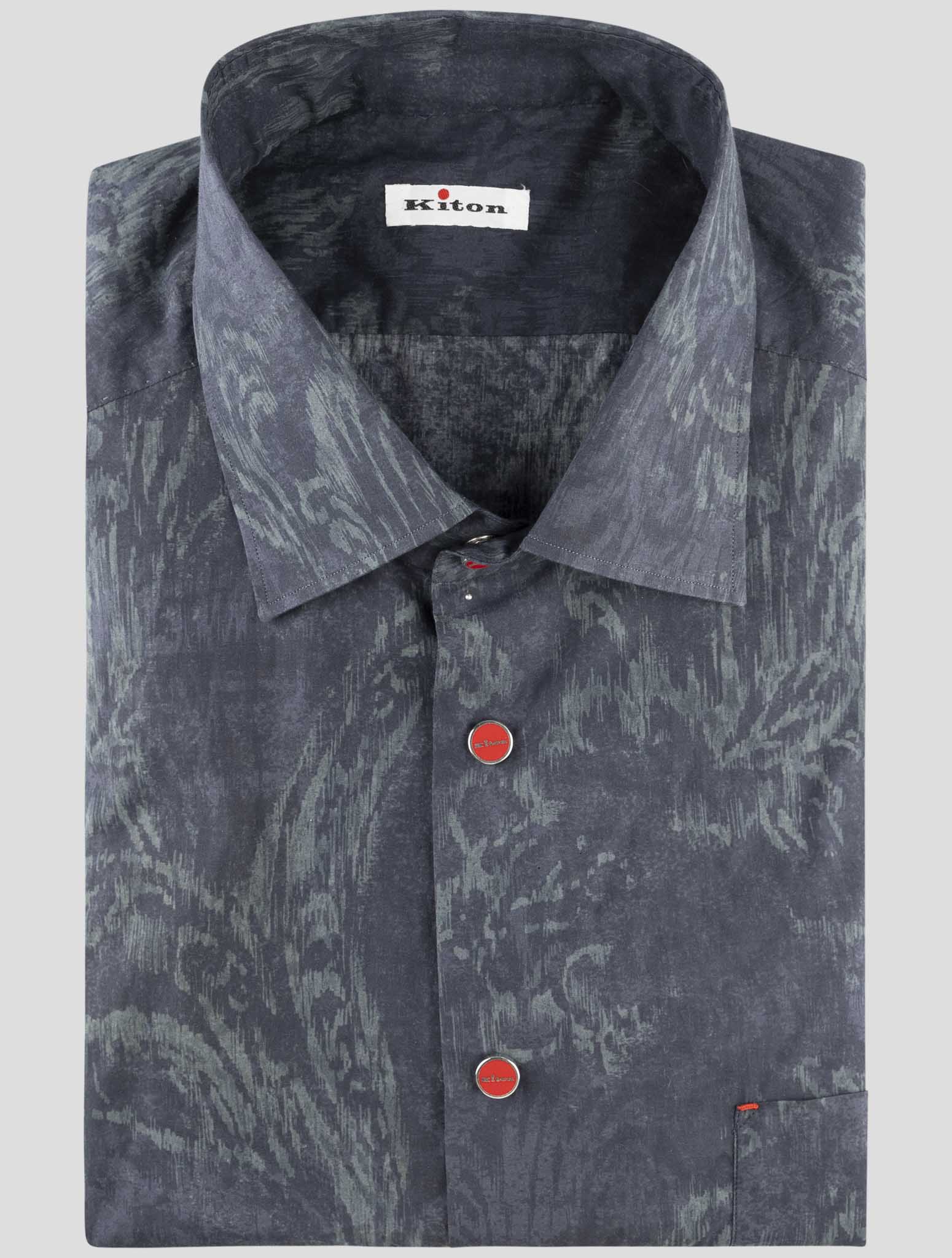 Kiton Blue Cotton Shirt