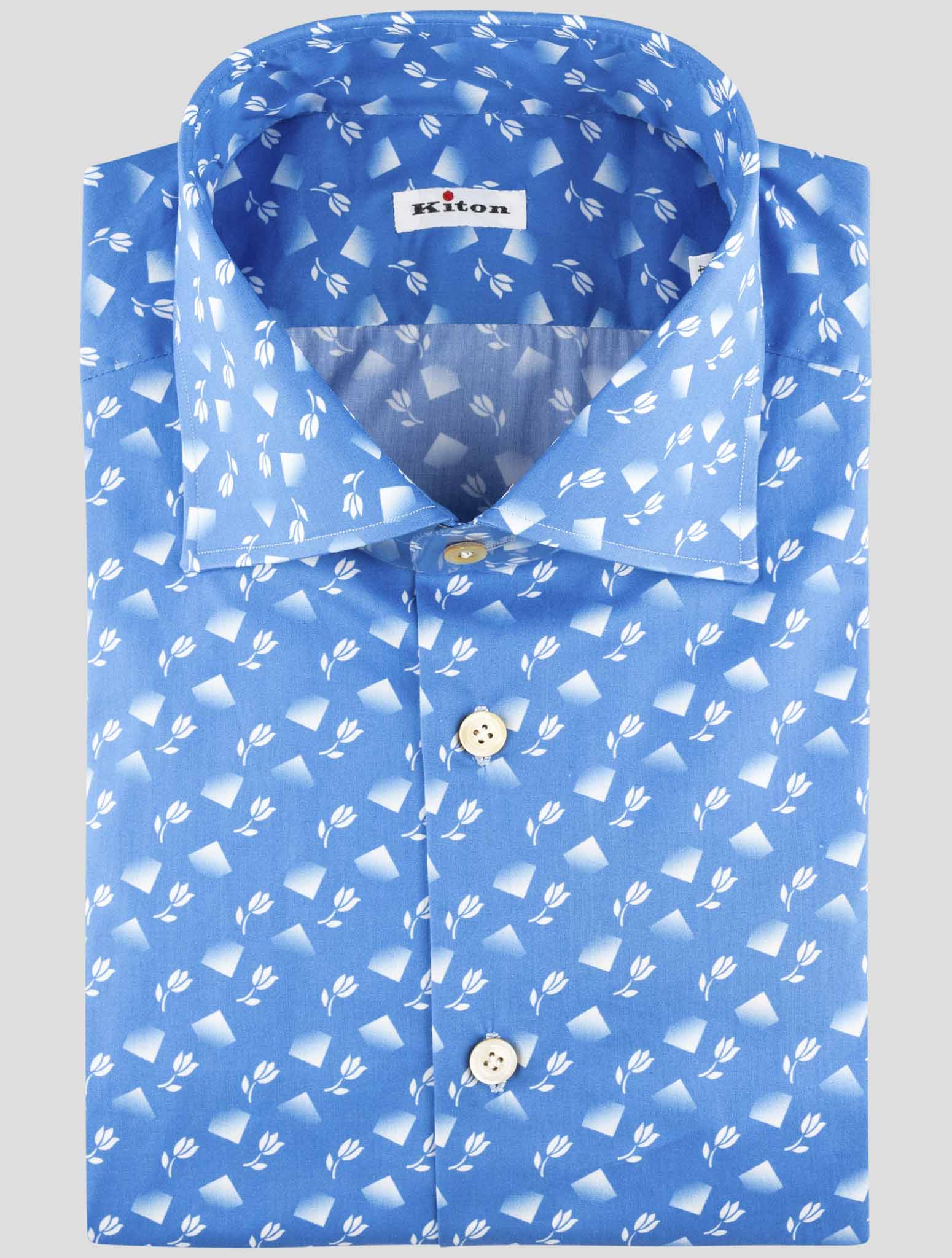 Kiton Blue Cotton Shirt