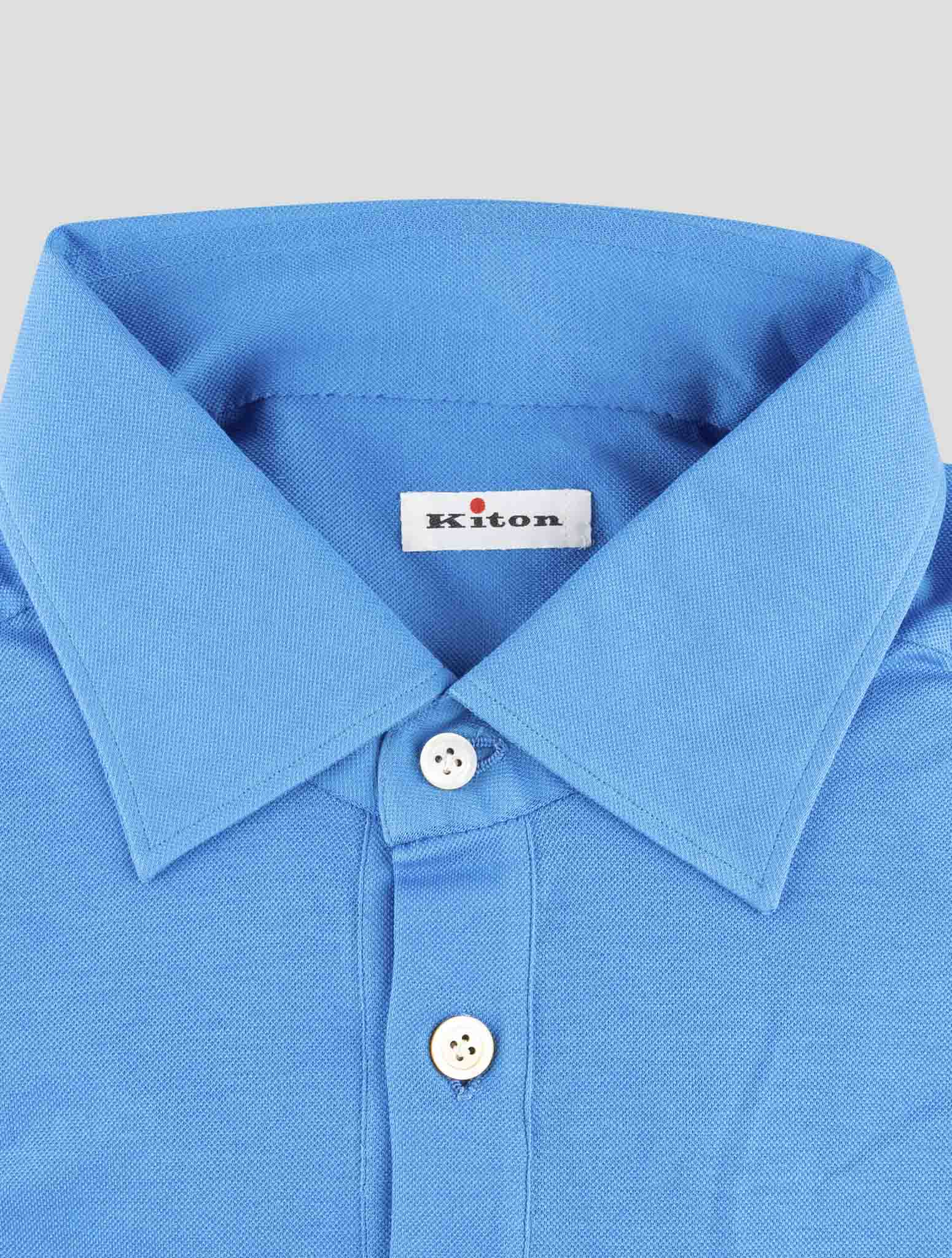 Kiton Blue Cotton Sweater Polo