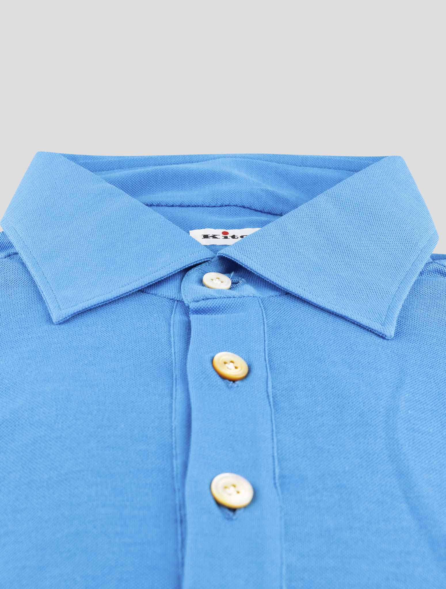 Kiton Blue Cotton Sweater Polo