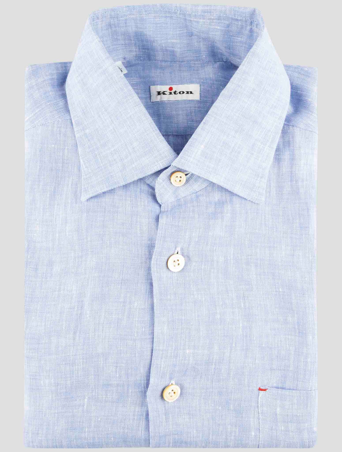 Kiton Light Blue Lienen Shirt