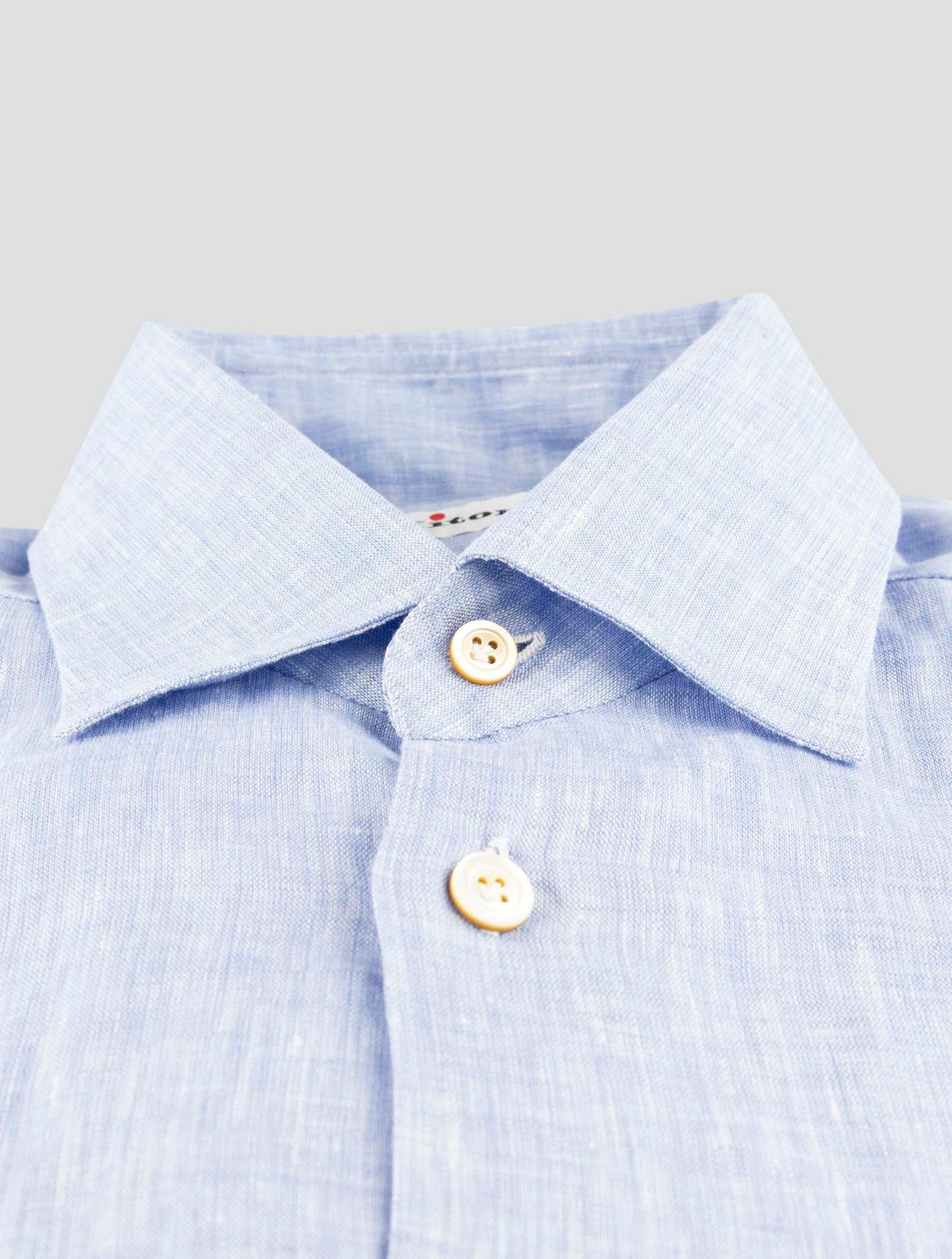 Kiton Light Blue Lienen Shirt