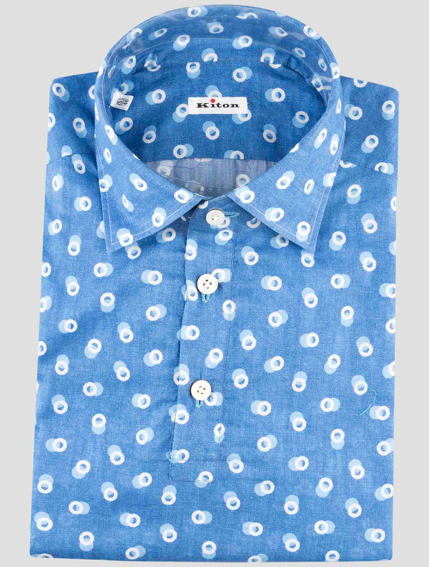 Kiton Blue Cotton Sweater Polo