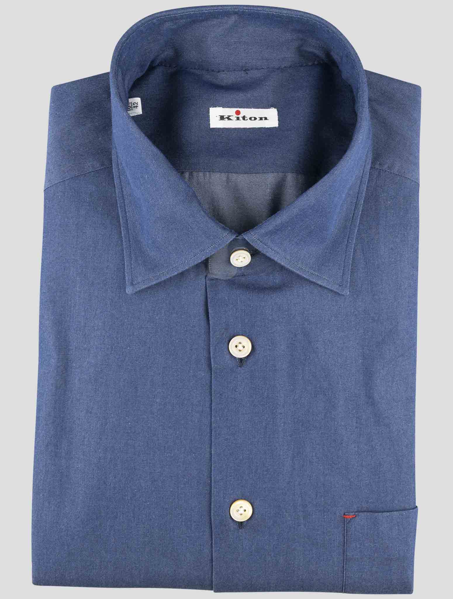 Kiton Blue Cotton Shirt