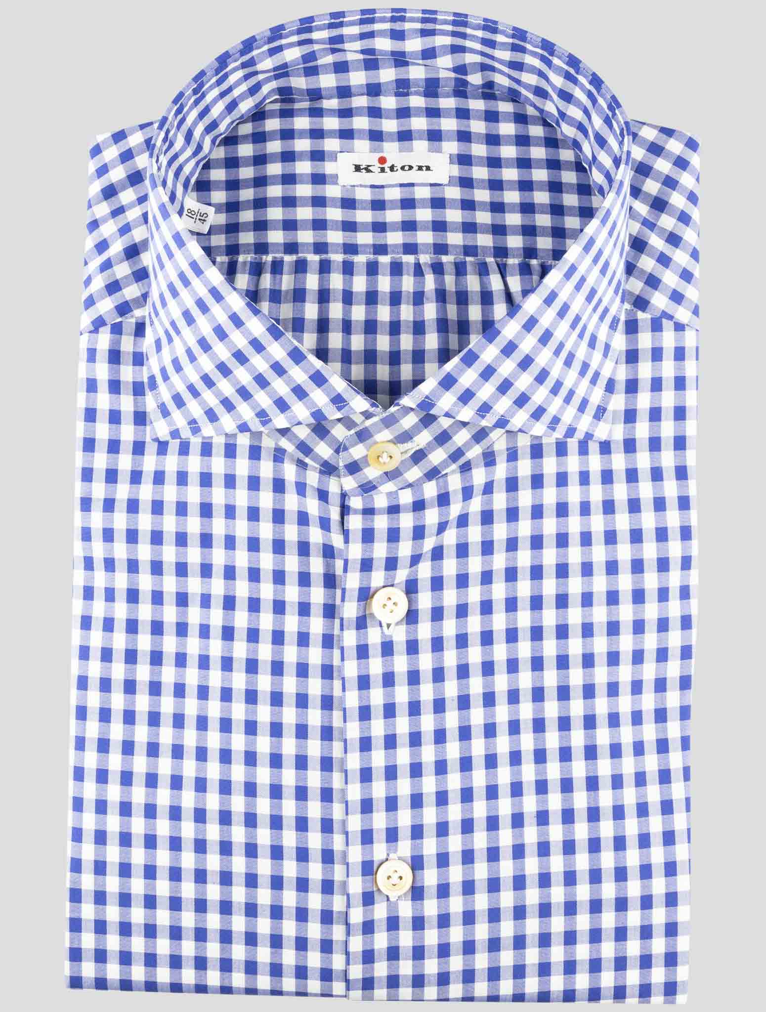 Kiton Blue White Cotton Shirt