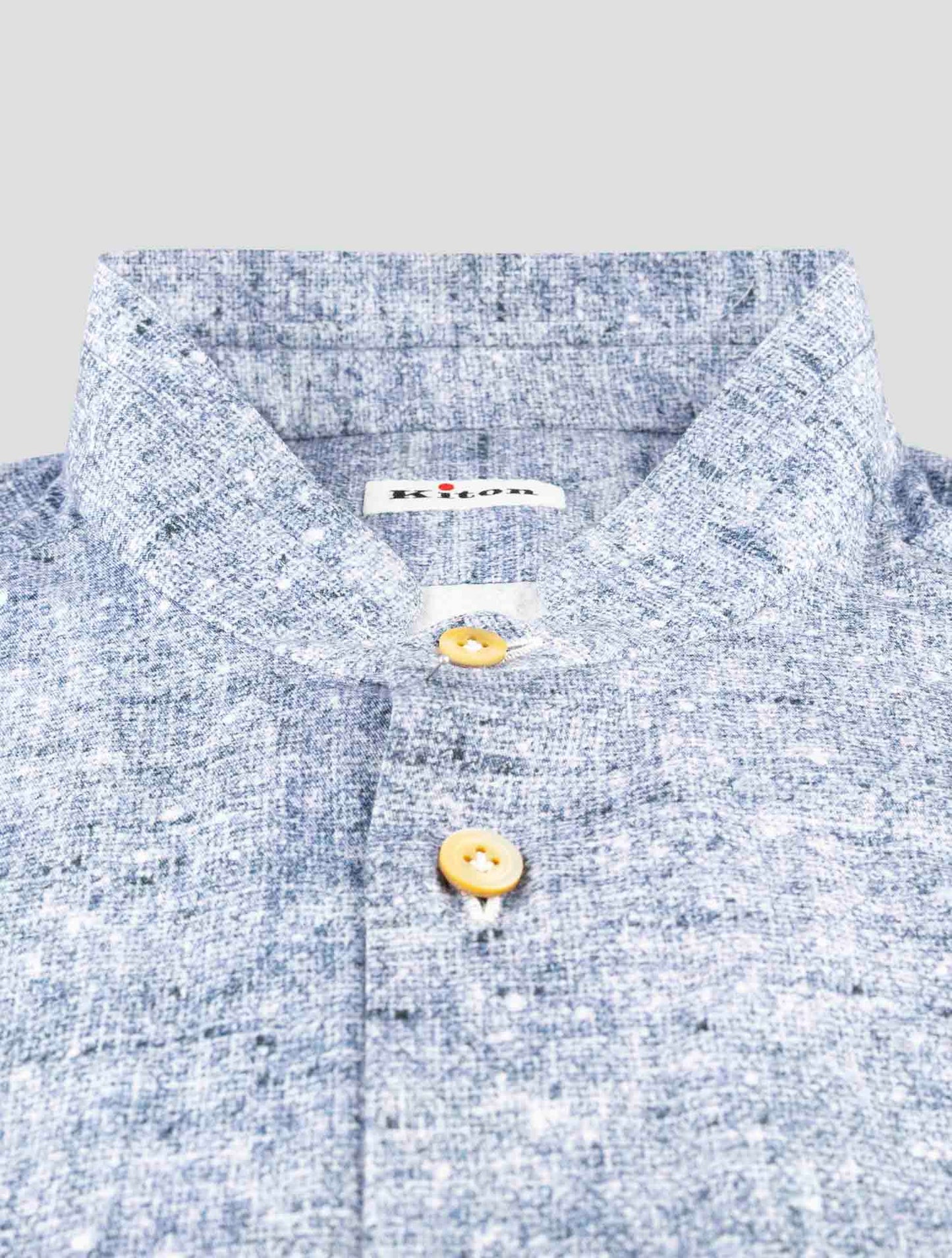 Kiton Blue Cotton Korean Shirt