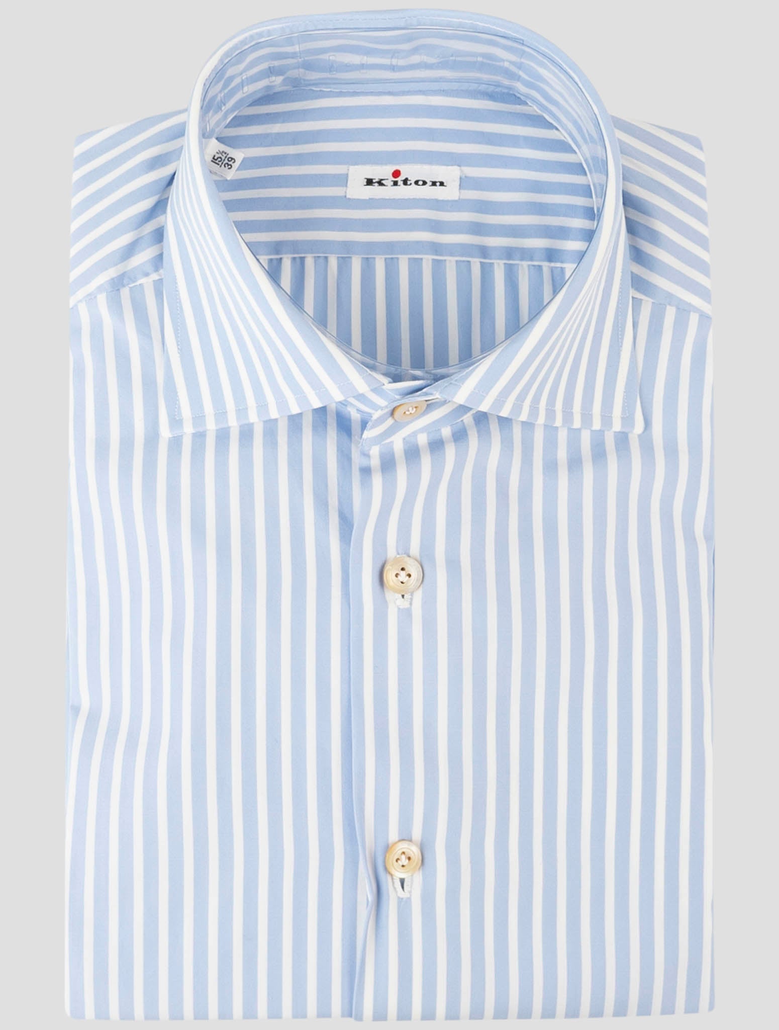 Kiton Light Blue White Cotton Shirt