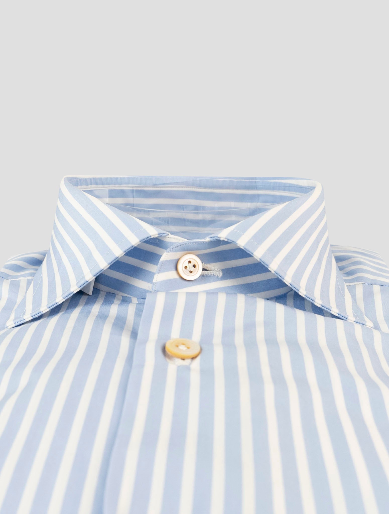 Kiton Light Blue White Cotton Shirt