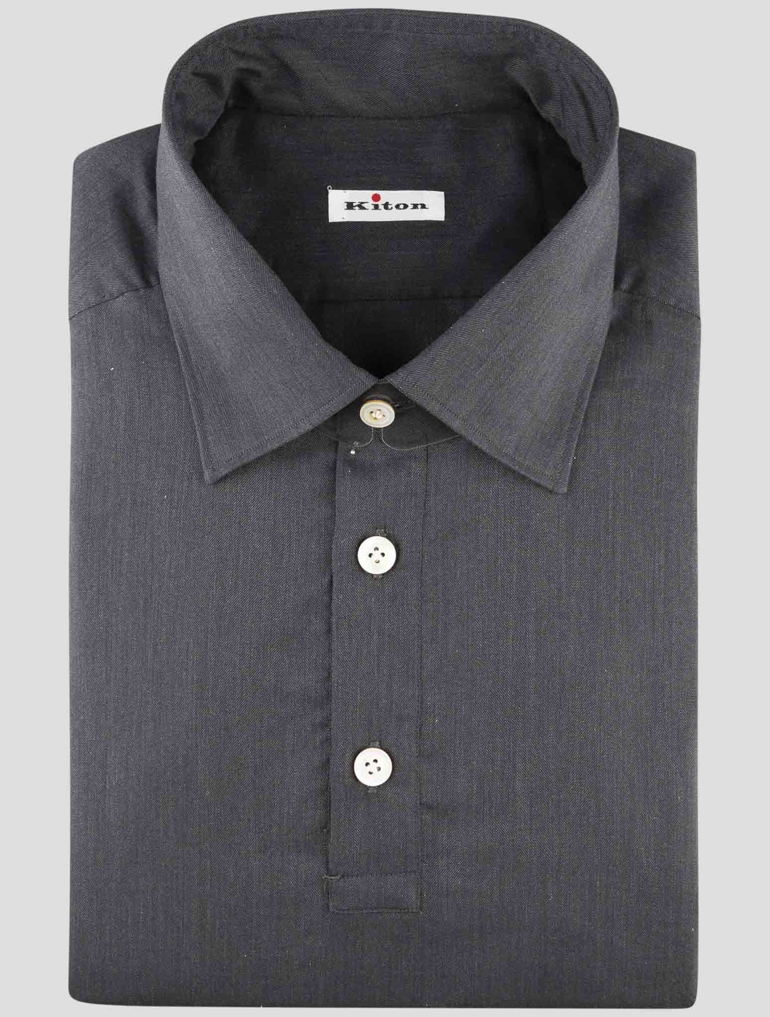 Kiton Gray Cotton Sweater Polo