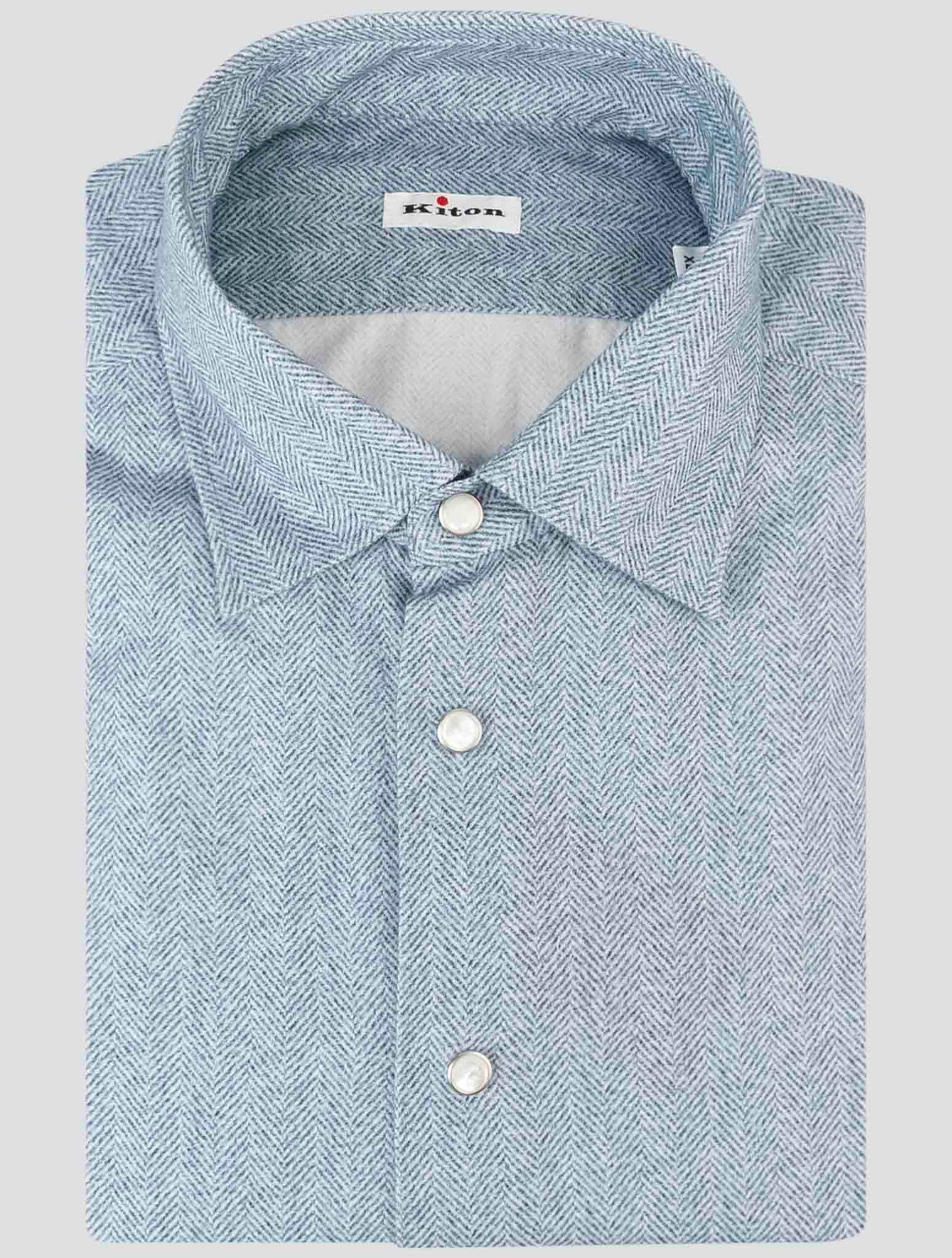 Kiton Blue Cotton Shirt
