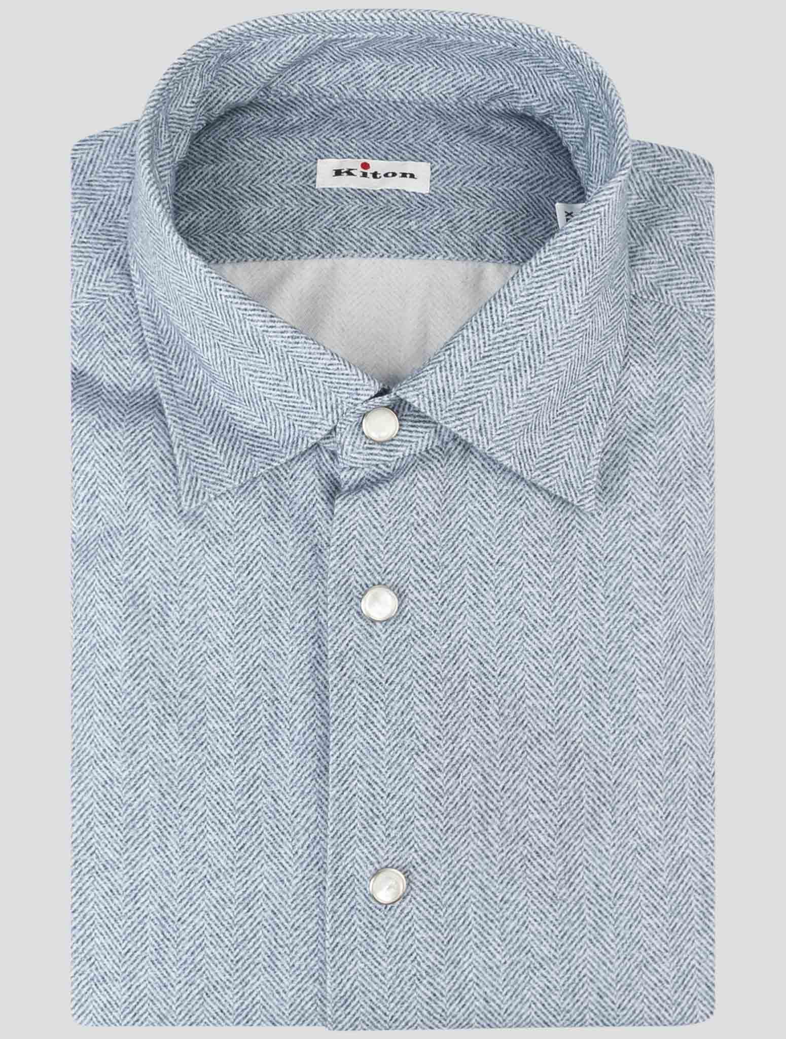 Kiton Blue Cotton Shirt
