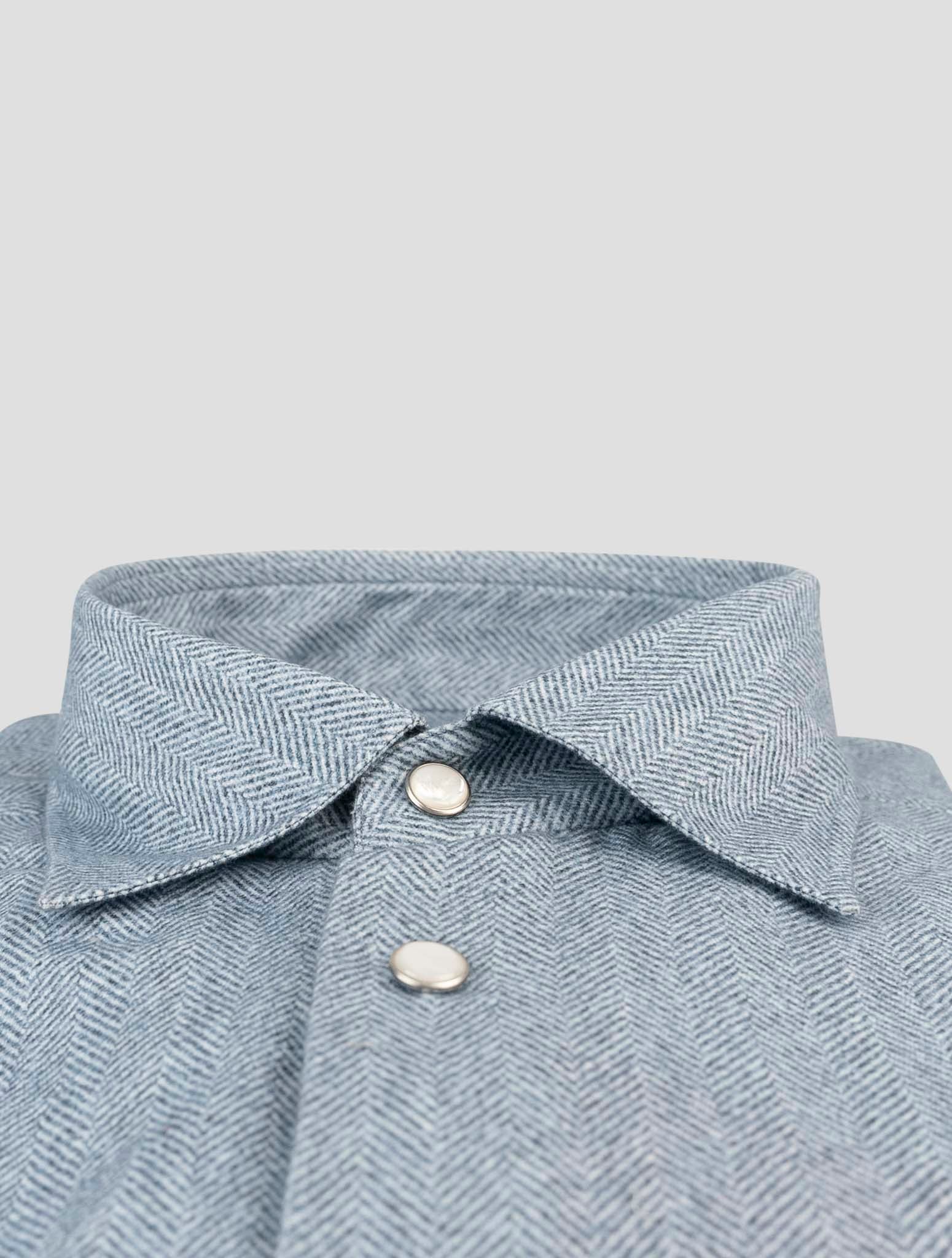 Kiton Blue Cotton Shirt