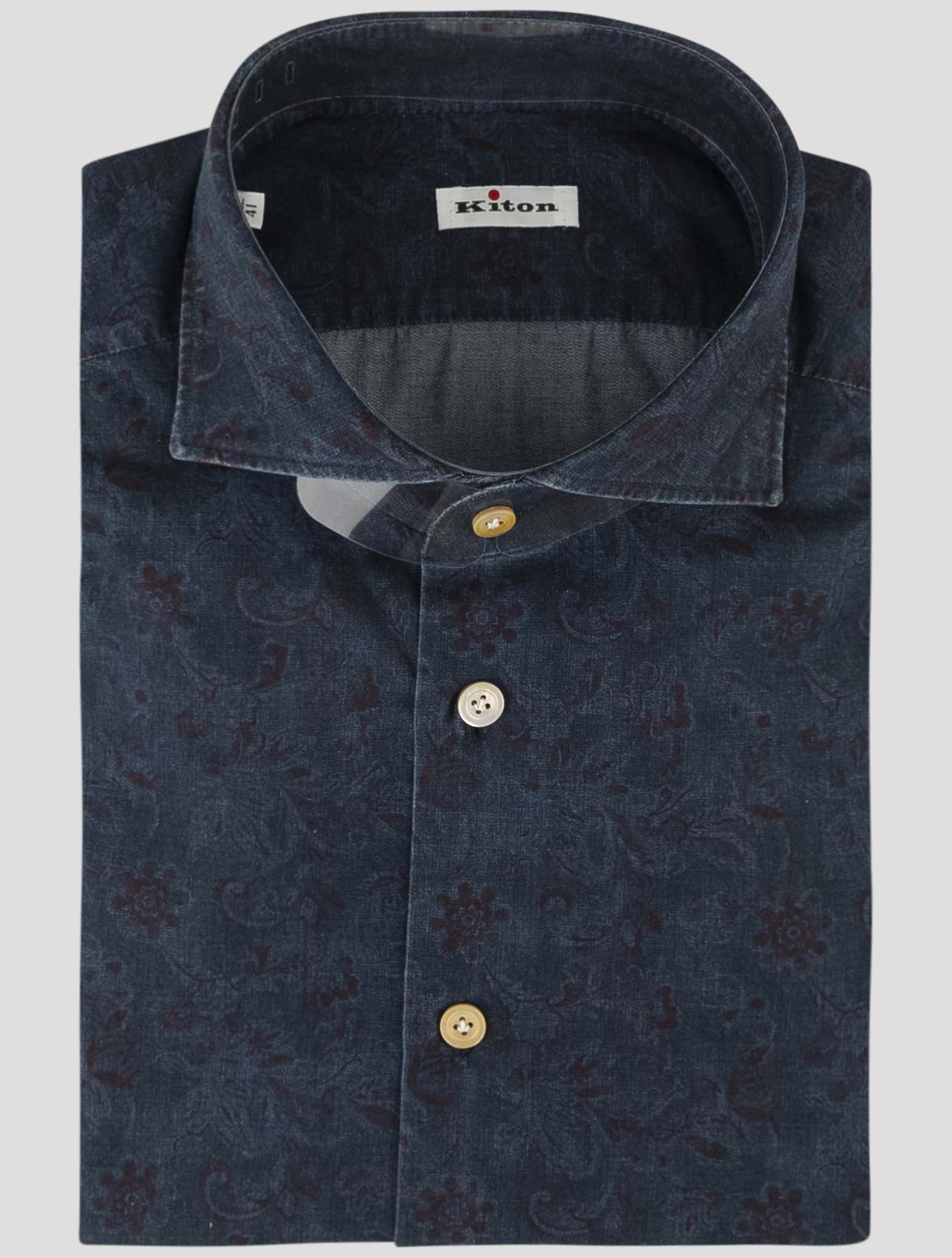 Kiton Blue Cotton Shirt