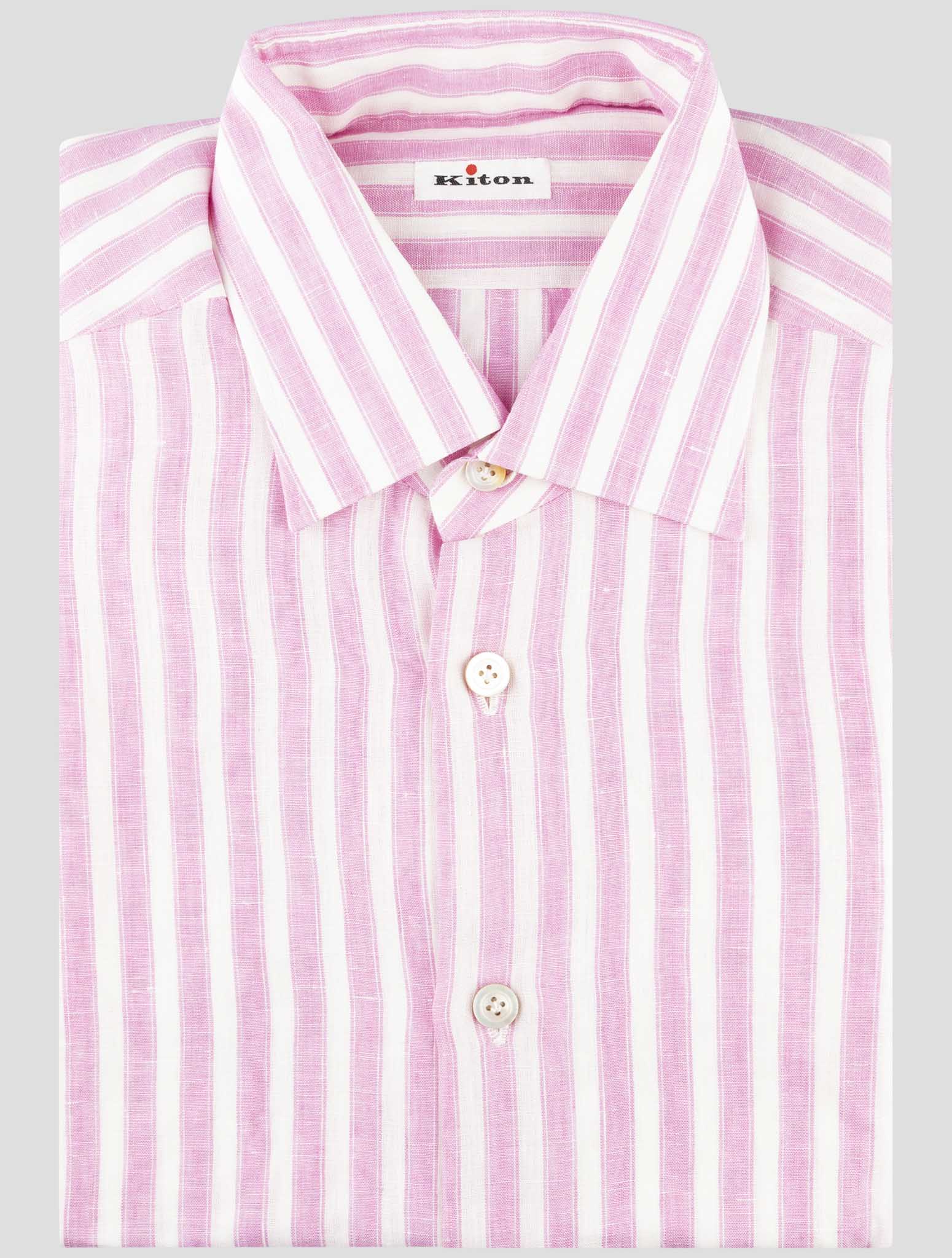 Kiton Pink White Linen Shirt