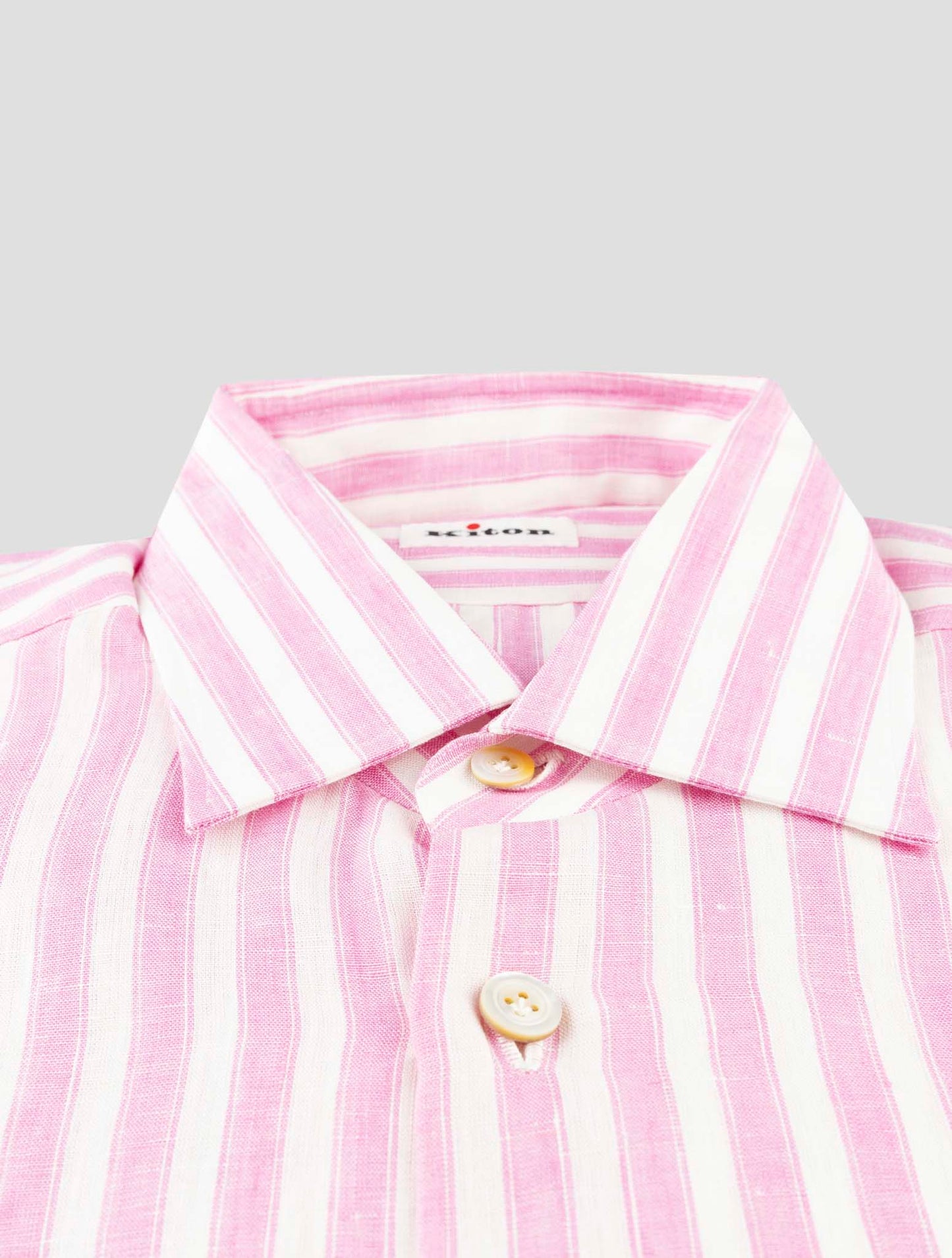 Kiton Pink White Linen Shirt