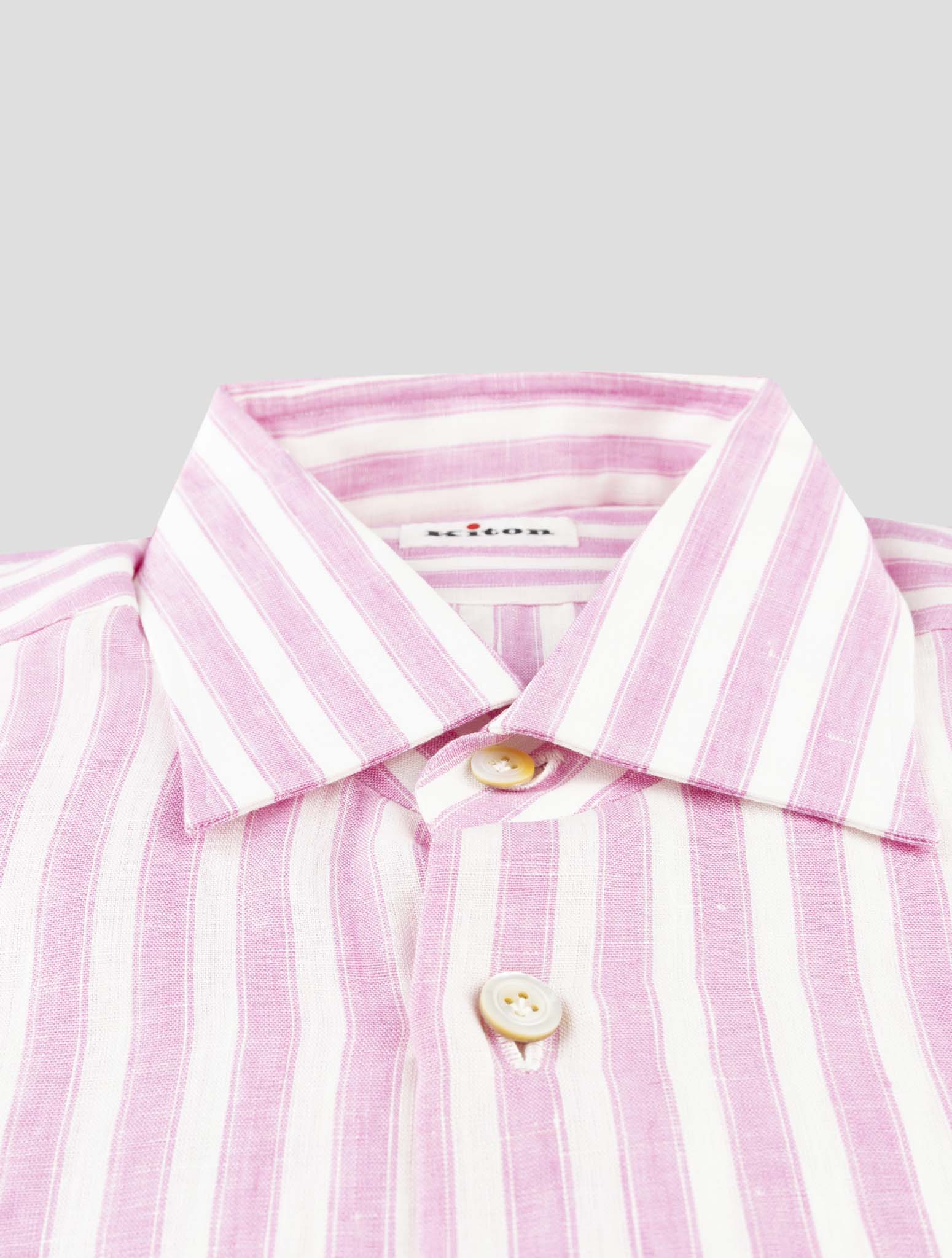 Kiton Pink White Linen Shirt