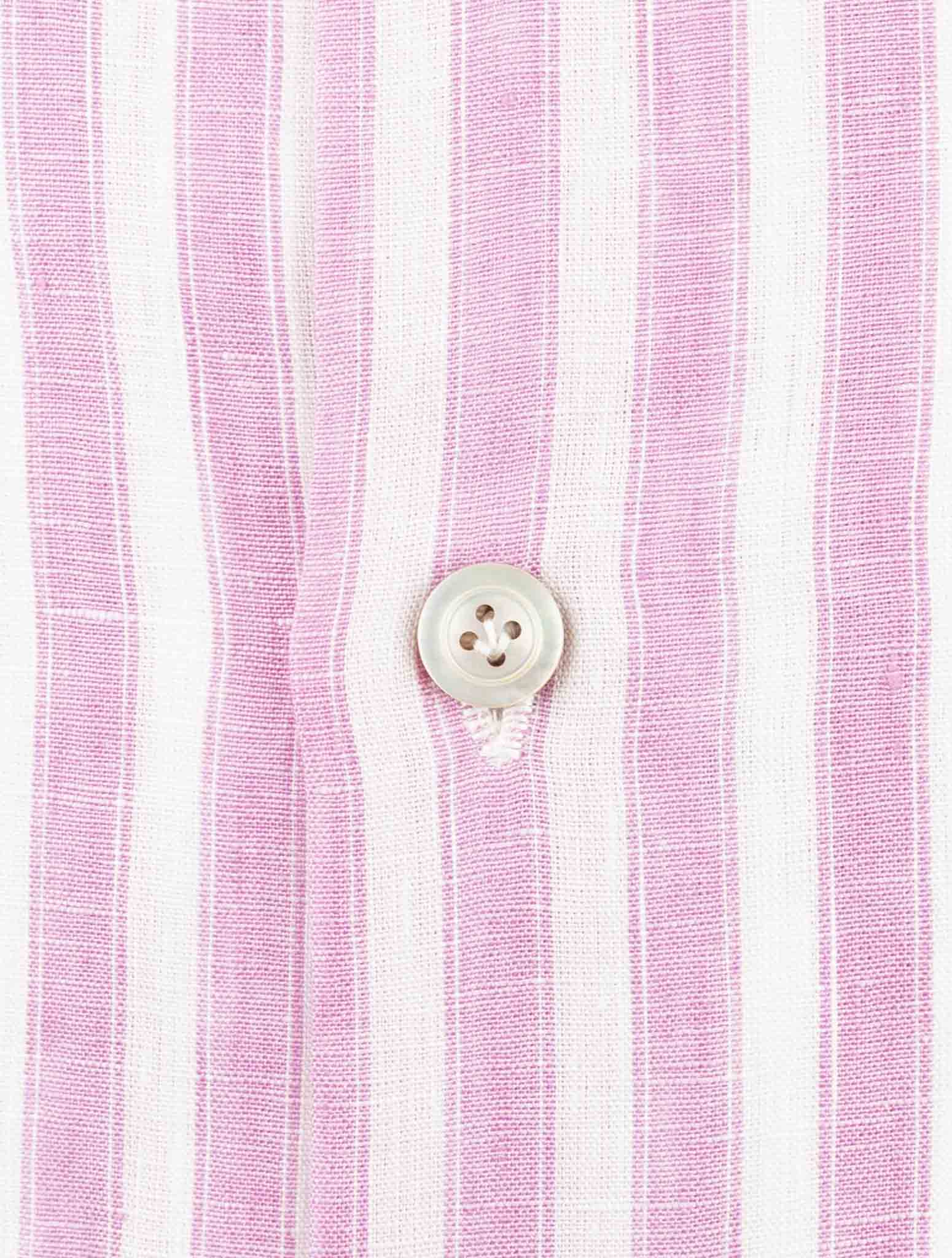 Kiton Pink White Linen Shirt