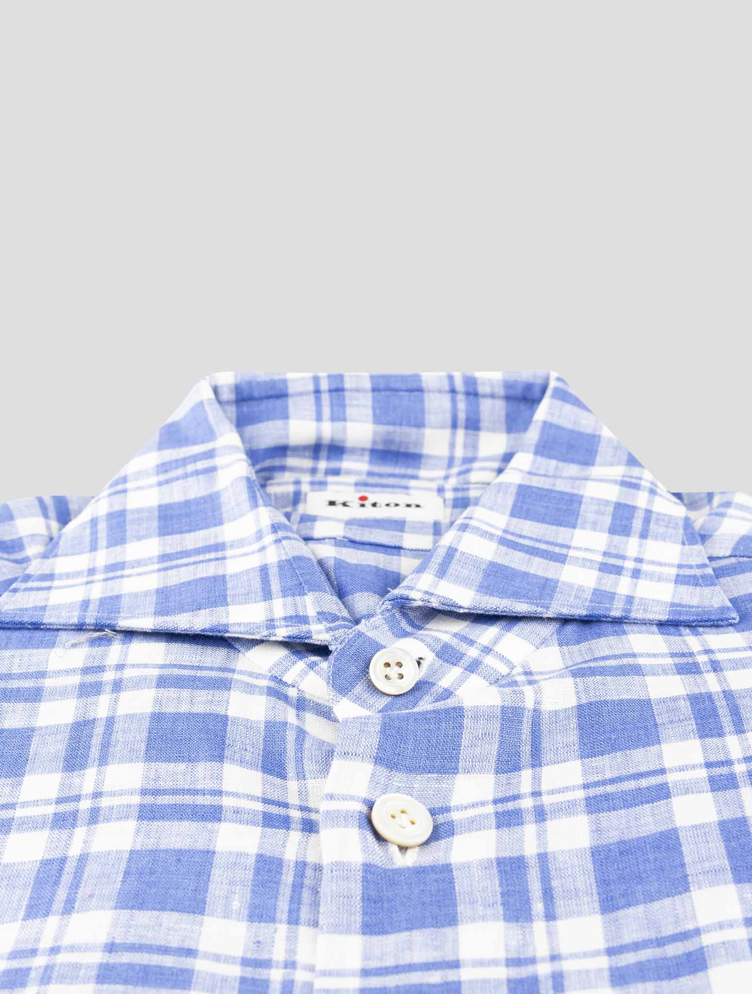 Kiton Blue Linen Pl Ea Shirt